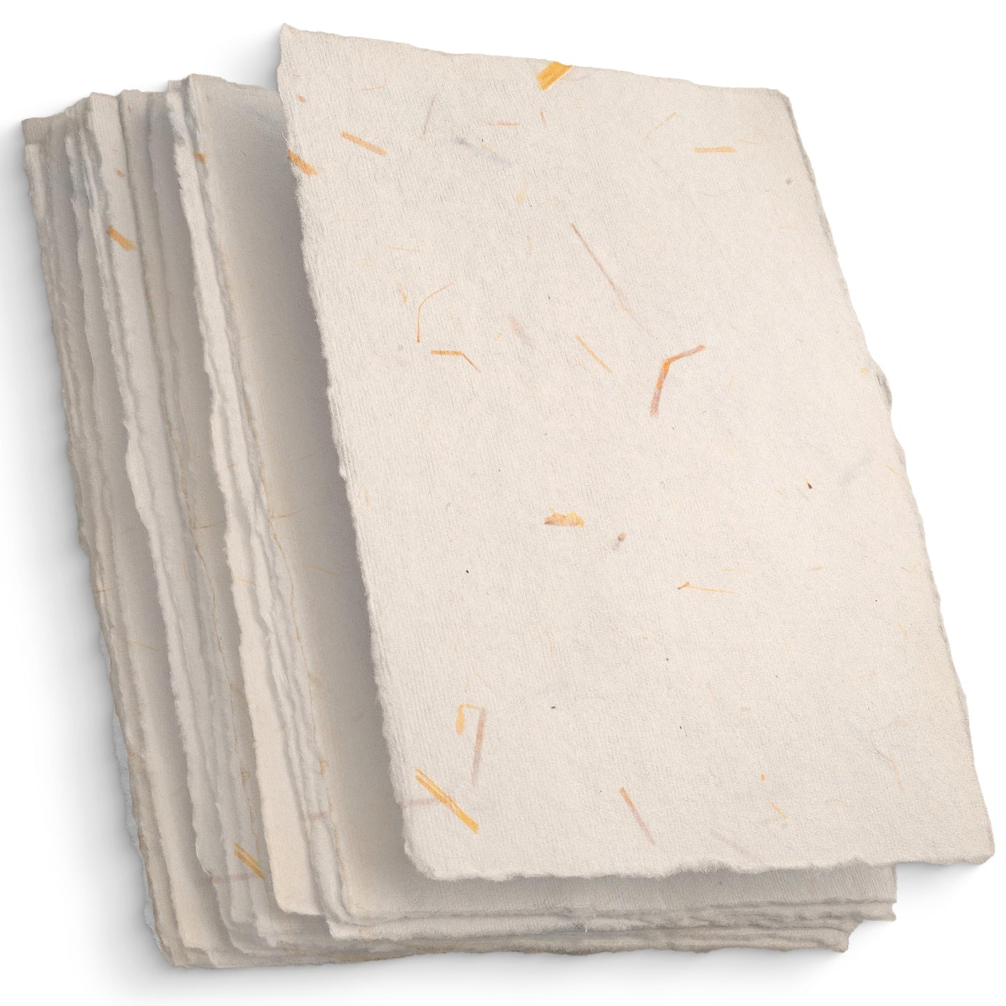 Wanderings Cream A5 Handmade Deckled Edge Cotton Paper - Cold Pressed Texture - Paint, Watercolor, Writing, Printer, Cards, Invitations, Menus, Arts and Crafts. 50 Pack 150gsm - 5.8" x 8.3"