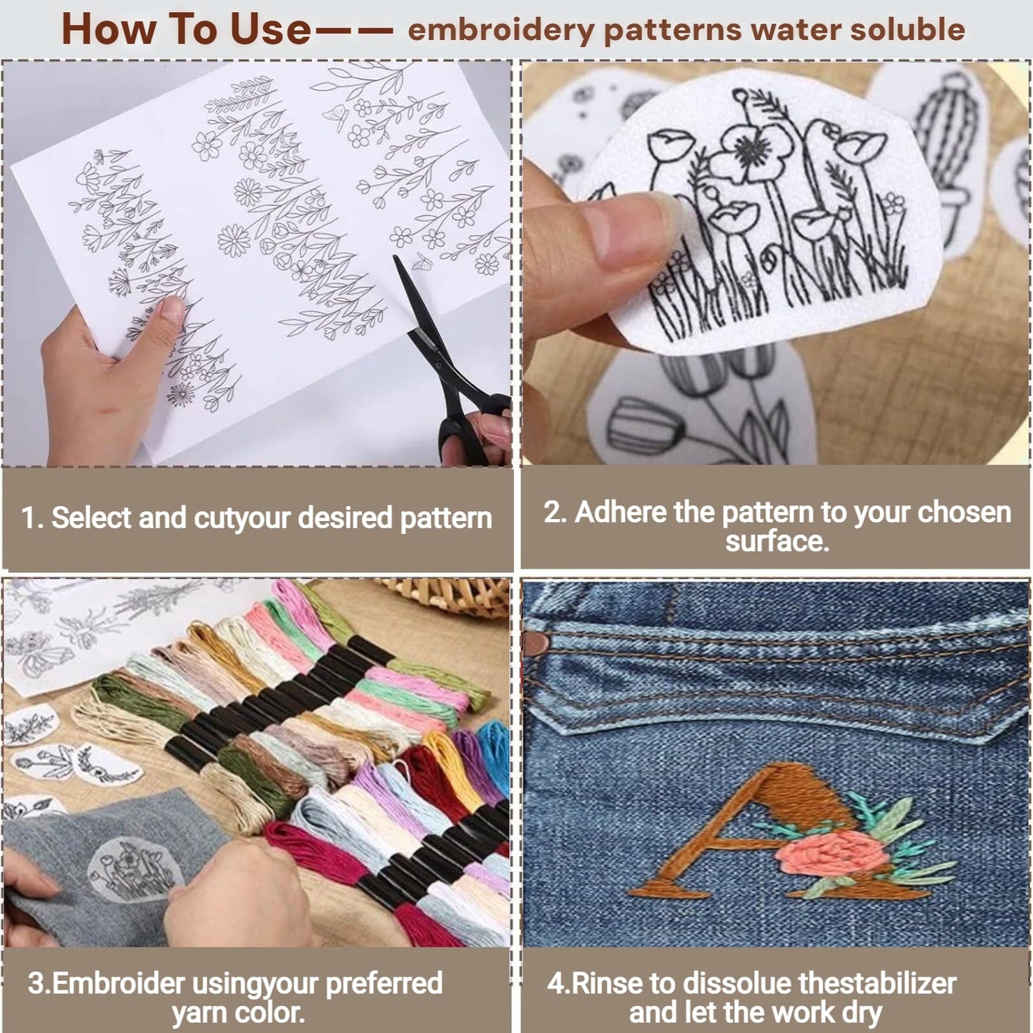2026 Upgraded Embroidery Stitch Book & Complete Kit for Beginners | Includes Embroidery Hoop,86 Tools,65 Water-Soluble Patterns & 106 Stitches With Guides,Portable Craft Set for Adults & DIY Lovers