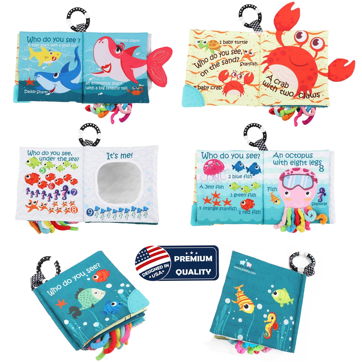 Fish Crinkle Book and Elephant Baby Toy for Babies Infants Toddlers