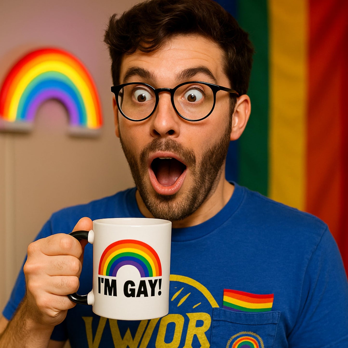 Turtle Straws I'm Gay Rainbow Heat Change Mug – Funny Prank Gift for Him, Gag Gift for Best Friend, Novelty Birthday Gift for Men, Secret Santa White Elephant