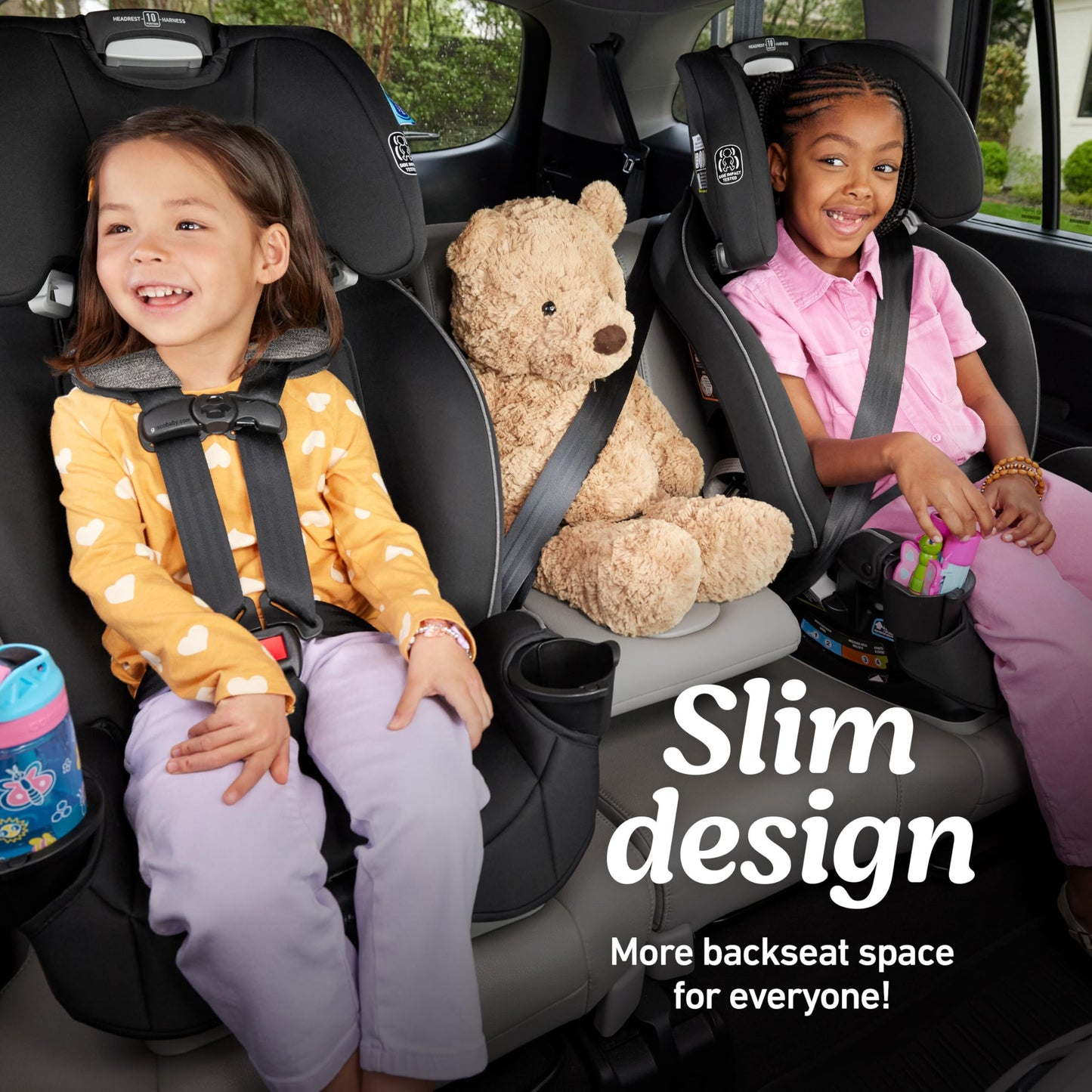 Graco Slimfit 3-in-1 Convertible Car Seat, Slim Car Seat with Space-Saving Design, Highback Booster Seat with 10-Position Headrest, Rear Facing and Forward Facing Carseat, Jarret