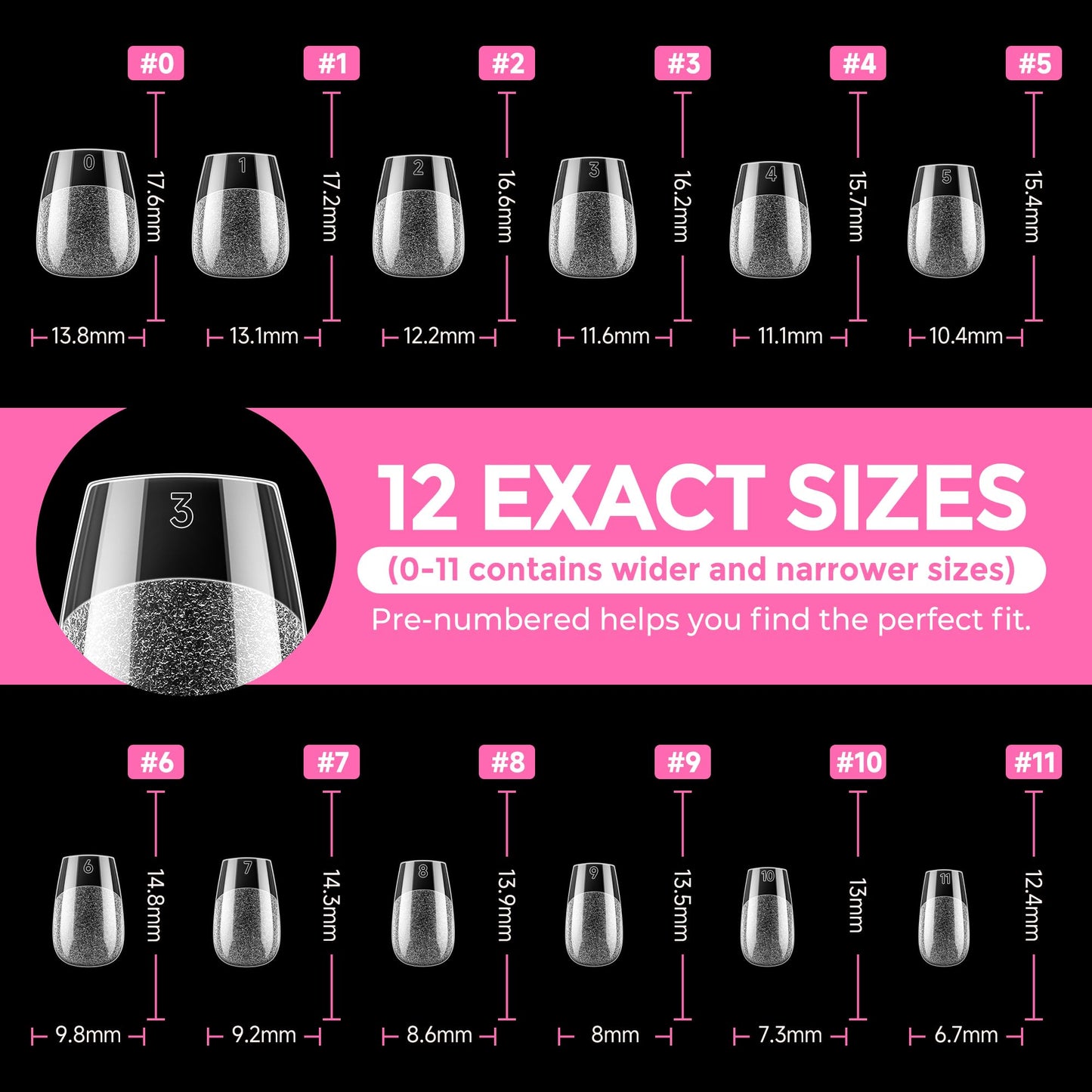 UNA GELLA Extra Short Coffin Nail Tips: XS 216pcs Pre-shape Press on Nails Extra Short Coffin Gel Tips Full Cover Acrylic Fake False Nails Extension 12 Sizes Gelly Tips