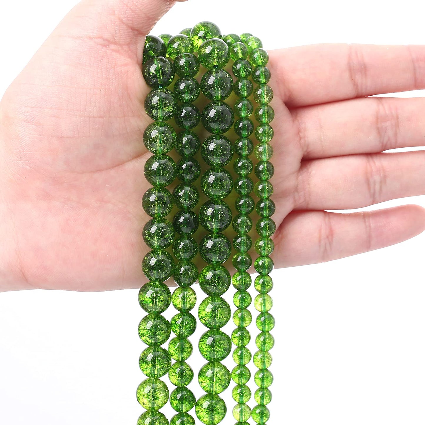45PCS 8MM GreenCrystal Quartz Gem Energy Crystal Healing Jewelry Making Natural Stone Beads DIY (Green Crystal, 8MM)