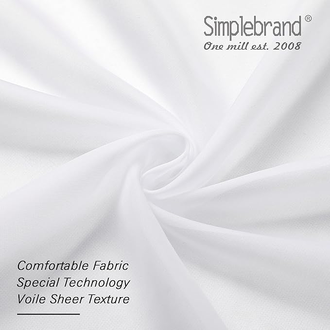 Simplebrand Sheer White Curtains 108 Inches Long, Extra Long Rod Pocket Solid Color Window Sheer Curtain Panels, Elegant Curtains & Drapes for Living Room, Bedroom 2 Panels (White, 42" W x 108" L)
