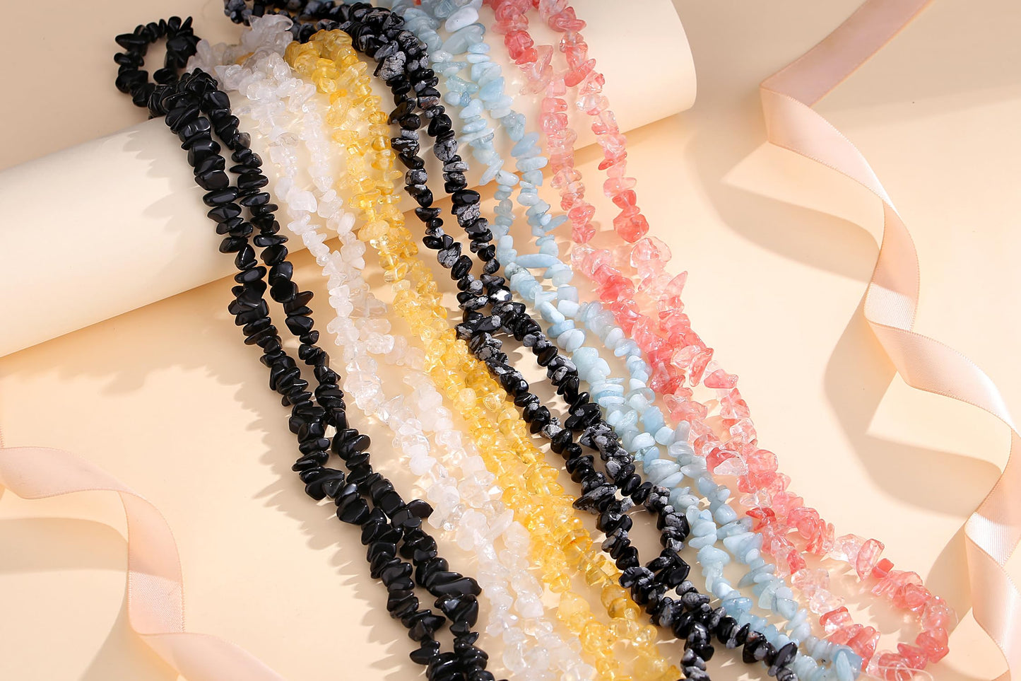 ZHIYUXI 400pcs Clear Quartz Beads 5-8mm Crystals Gemstones for Bracelet Making 2 Strands Irregular Stone Loose Rocks Bead for Jewelry Making Hole Drilled Natural Chips DIY Necklace Craft Gifts