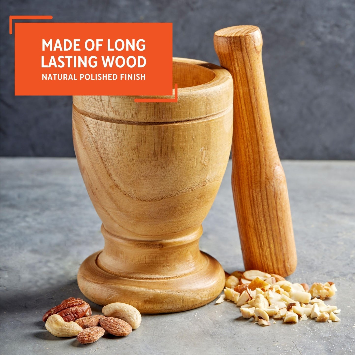 IMUSA USA LIS-005W Jumbo Mortar with Pestle, Wood
