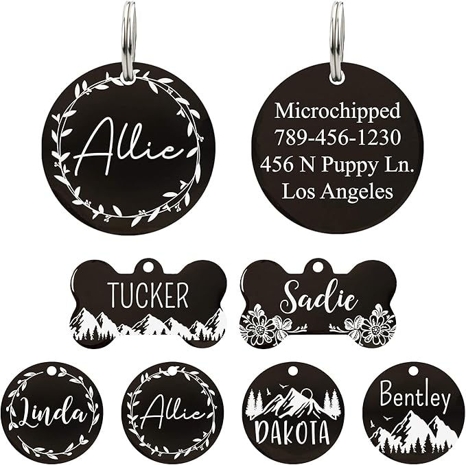 Ultra Joys Custom Dog Tag Personalized Pet Name Tag - Large Bone Mountain