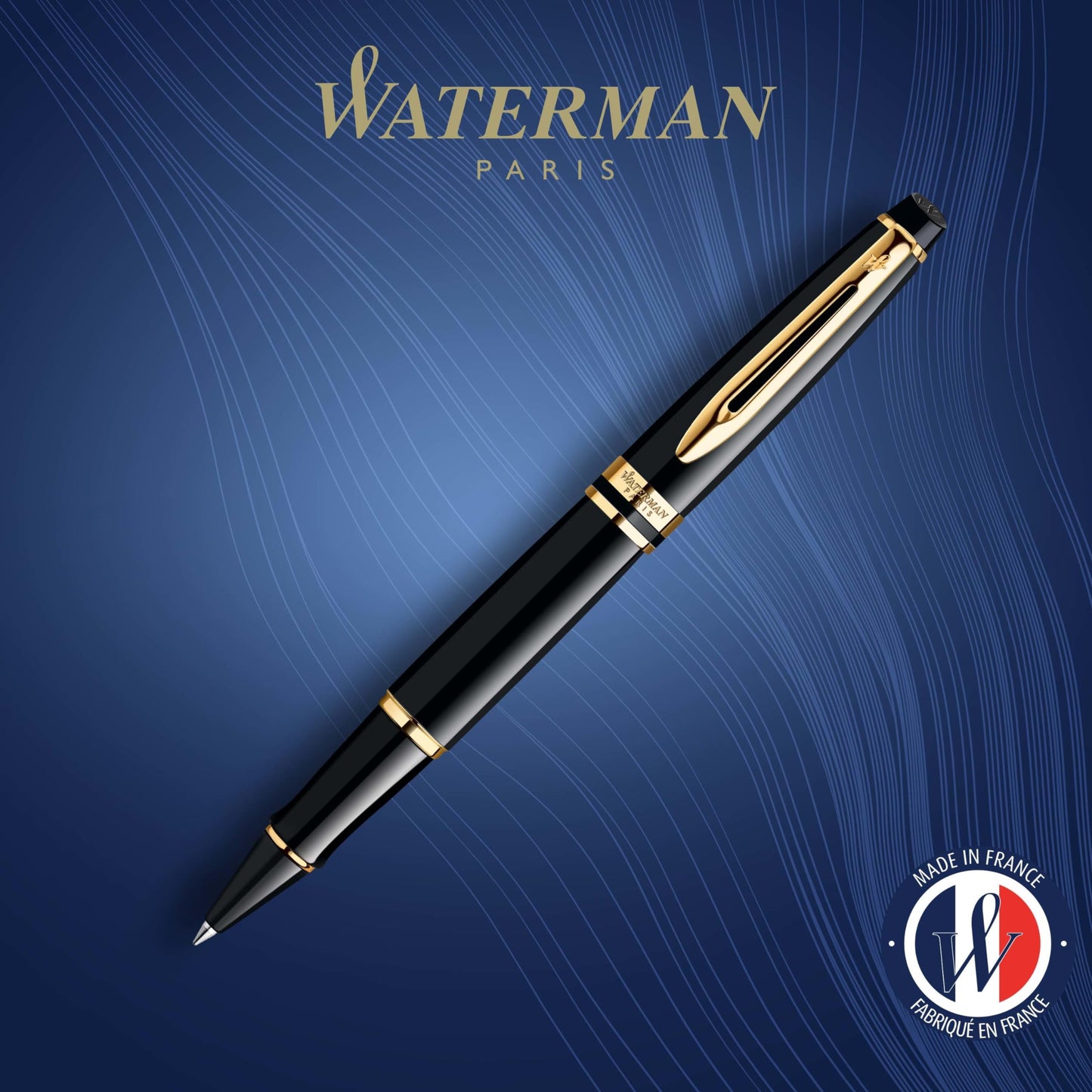 Waterman Expert Rollerball Pen, Gloss Black with 23k Gold Trim, Fine Point, Black Ink, Luxury Pen in Gift Box, Great Gift for Coworker