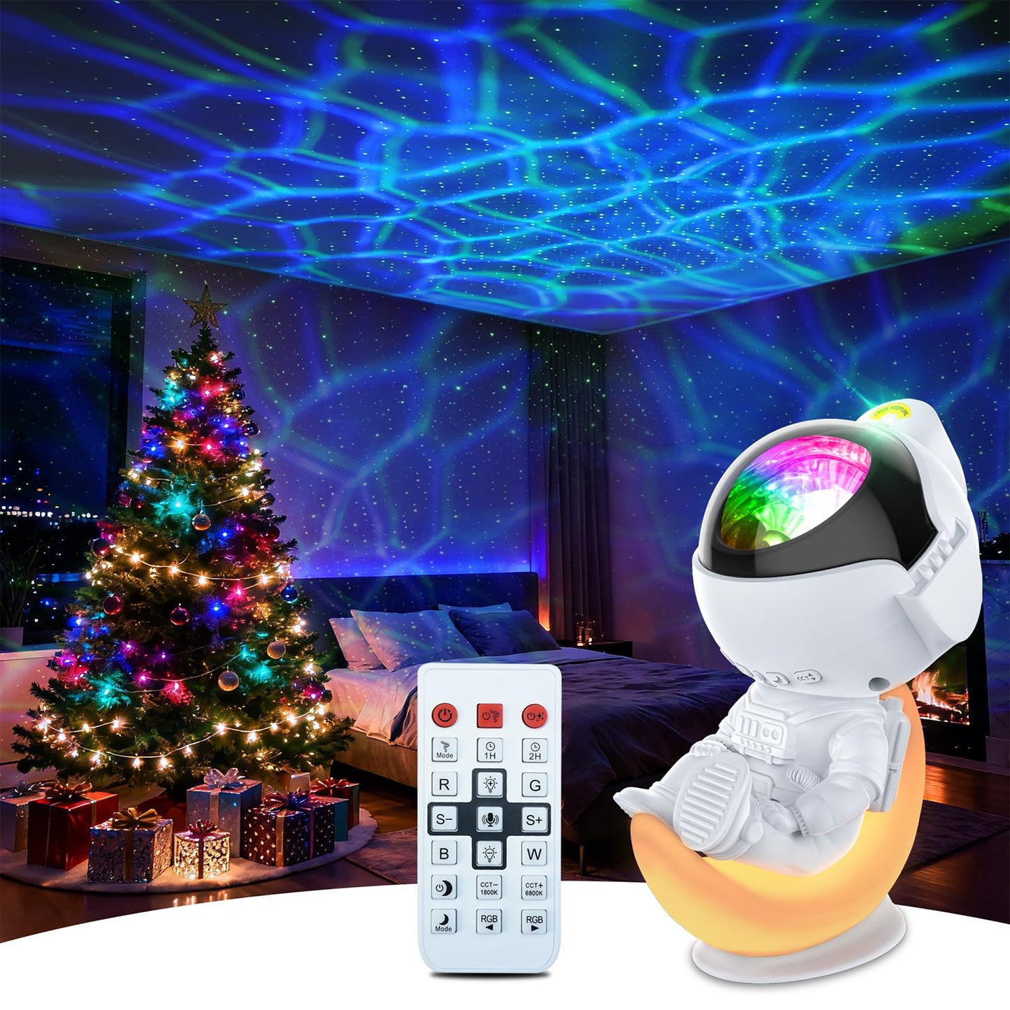 Rossetta Astronaut Galaxy Projector Night Light with Timer and Remote, Kids Adults Room Decor, Party, Gifts for Christmas, Birthdays