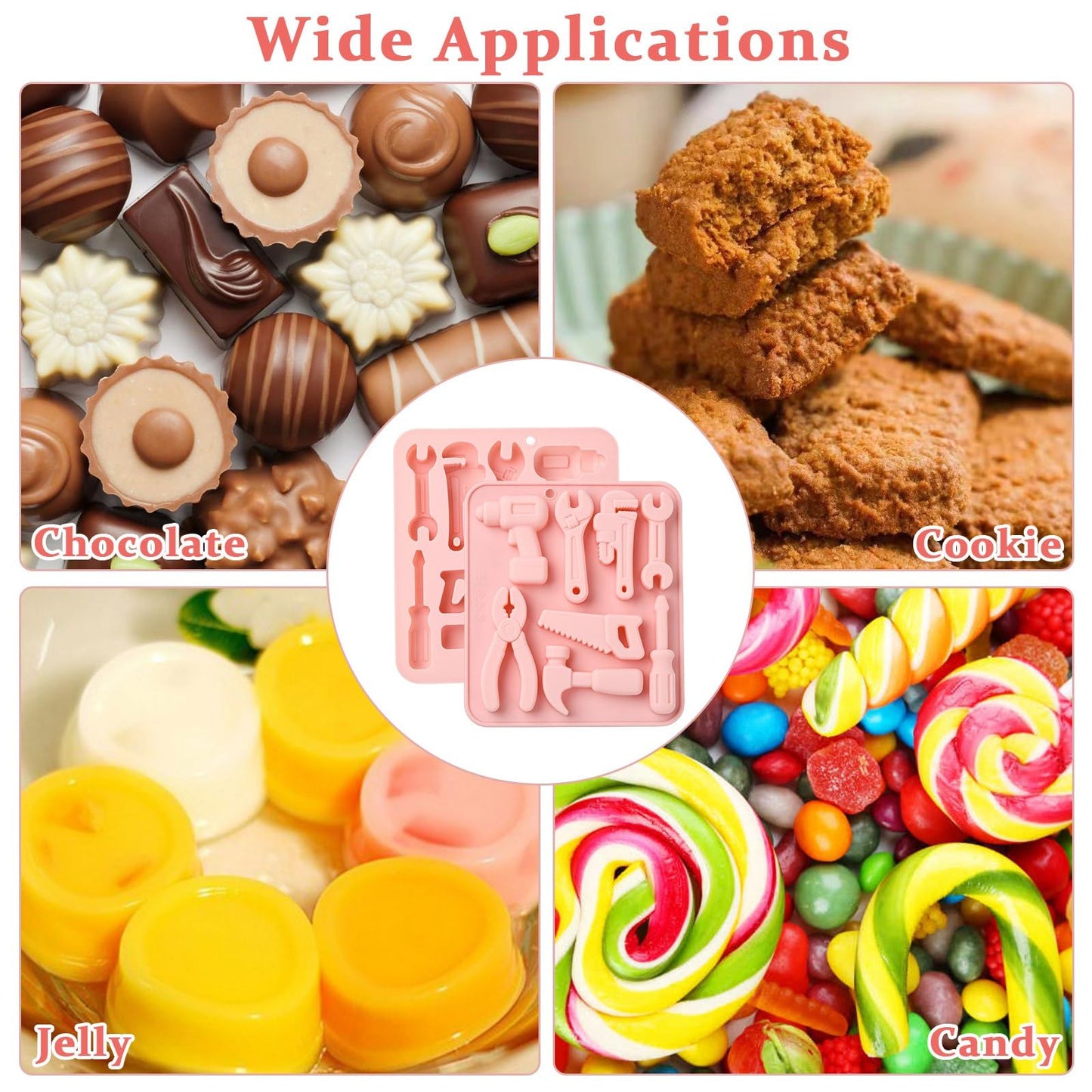 UR URLIFEHALL 2 Pcs Silicone Tool Molds Screwdriver Hammer Wrench Shape Chocolate Molds for Cake Decoration Candy Soap Cookie Ice Cube Crafts