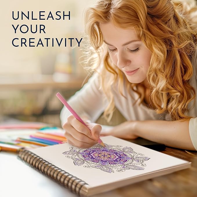 RYVE Mandala Coloring Book for Adults – 50 Unique Mandalas for Relaxation & Stress Relief – Adult Coloring Books Spiral Bound, Adult Coloring Books for Women & Men Mindfulness Coloring Book for Adults