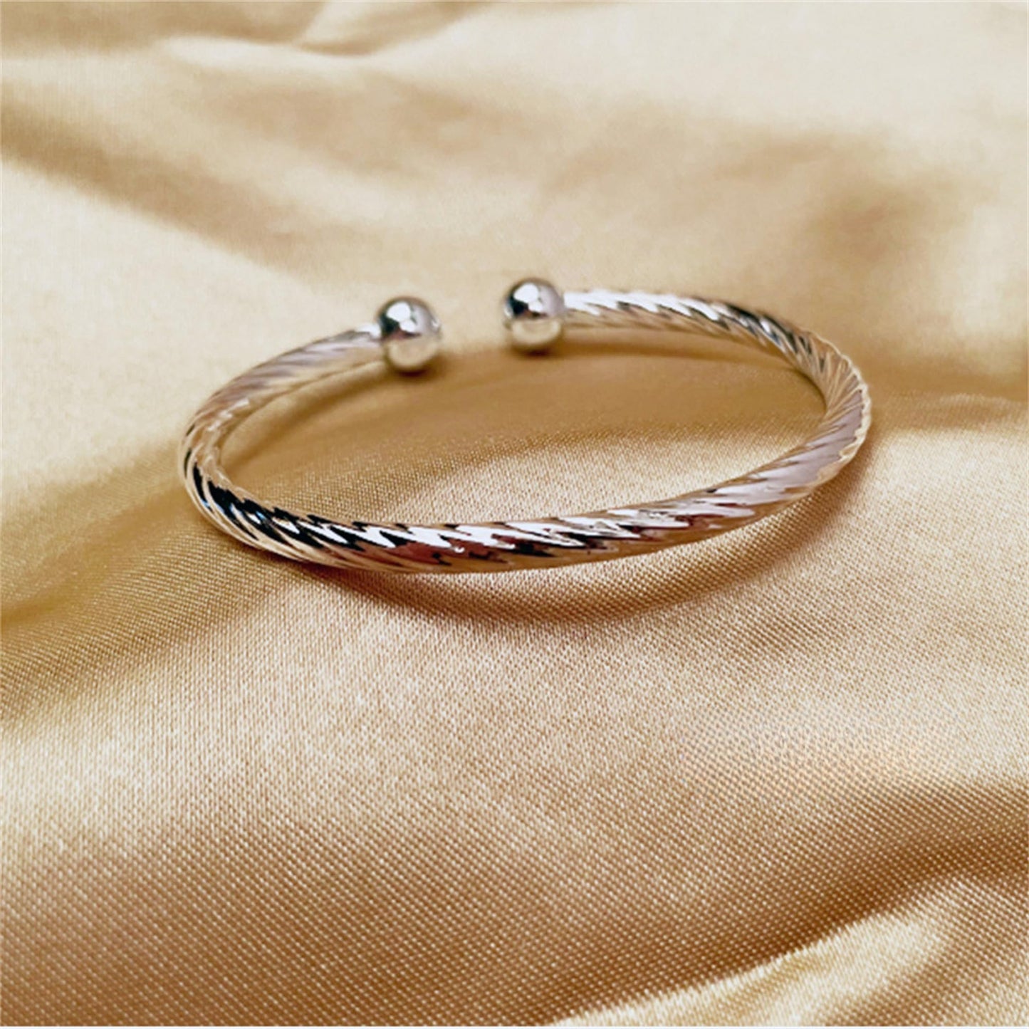 925 Sterling Silver Cuff Bangle Bracelet for Women Men Platinum Plated Bangle Bracelet Open Bangle Cuff Bracelet Twisted Adjustable Bangle Bracelet for Women Stackable Minimalist Bangle Bracelet
