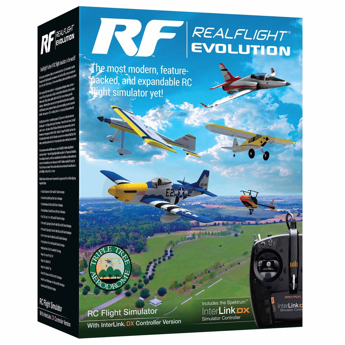 REALFLIGHT Evolution RC Flight Simulator Software with Interlink DX Controller Included RFL2000 Air/Heli Simulators Compatible with VR headsets Online Multiplayer Options