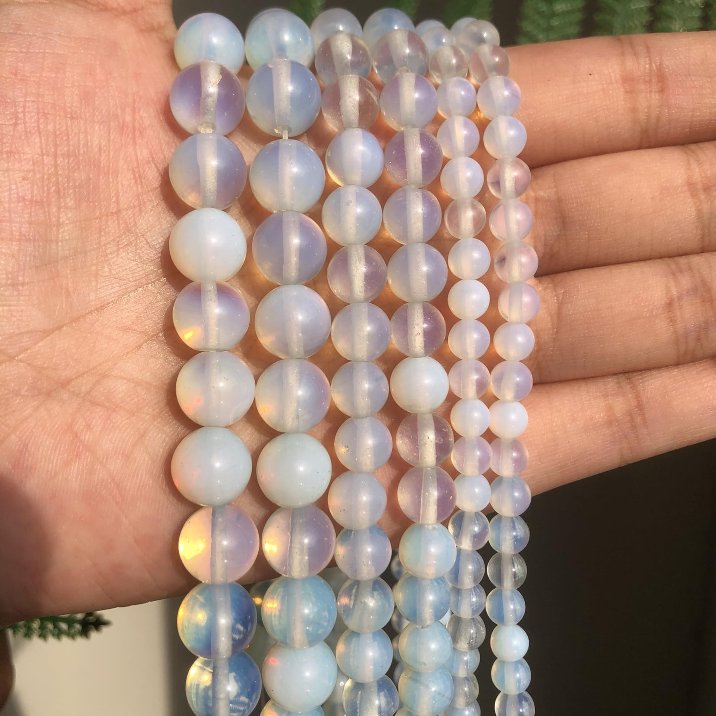 Yochus 60pcs White Opal Beads，6mm Healing Power Natural Stone Round Loose Gemstone Beads for Jewelry Making Earring Necklace DIY Crafts