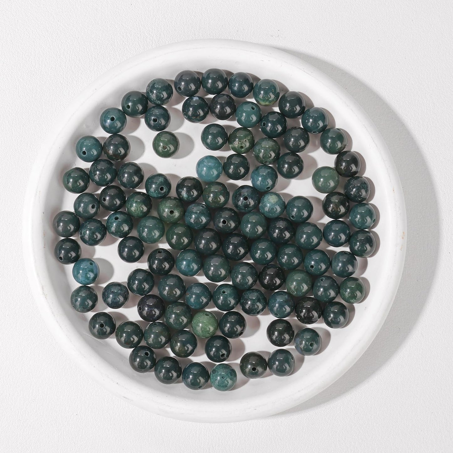 Raicegs 100pcs 8mm Moss Agate Beads Natural Gemstone Beads Round Loose Beads for Jewelry Making DIY Bracelets Necklace