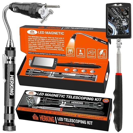 Mens Valentines Day Gifts for Him Telescoping Magnetic Pickup Tool Set - Inspection Mirror, Birthday Gifts for Men Dad Boyfriend Husband Mens Gifts Ideas 2-Pack