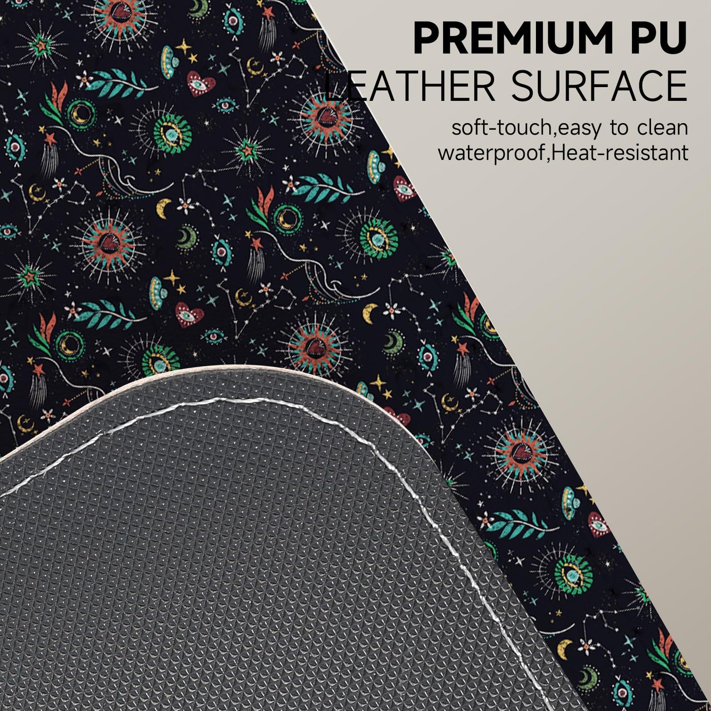 AUPET Leather Large Mouse Pad Desk Blotters – 35 x 17in Cute Desk Mat with PU Surface, Non-Slip Desk Pad Protector,Waterproof Desk Writing Pad for Office Home (Mystical Cosmic)