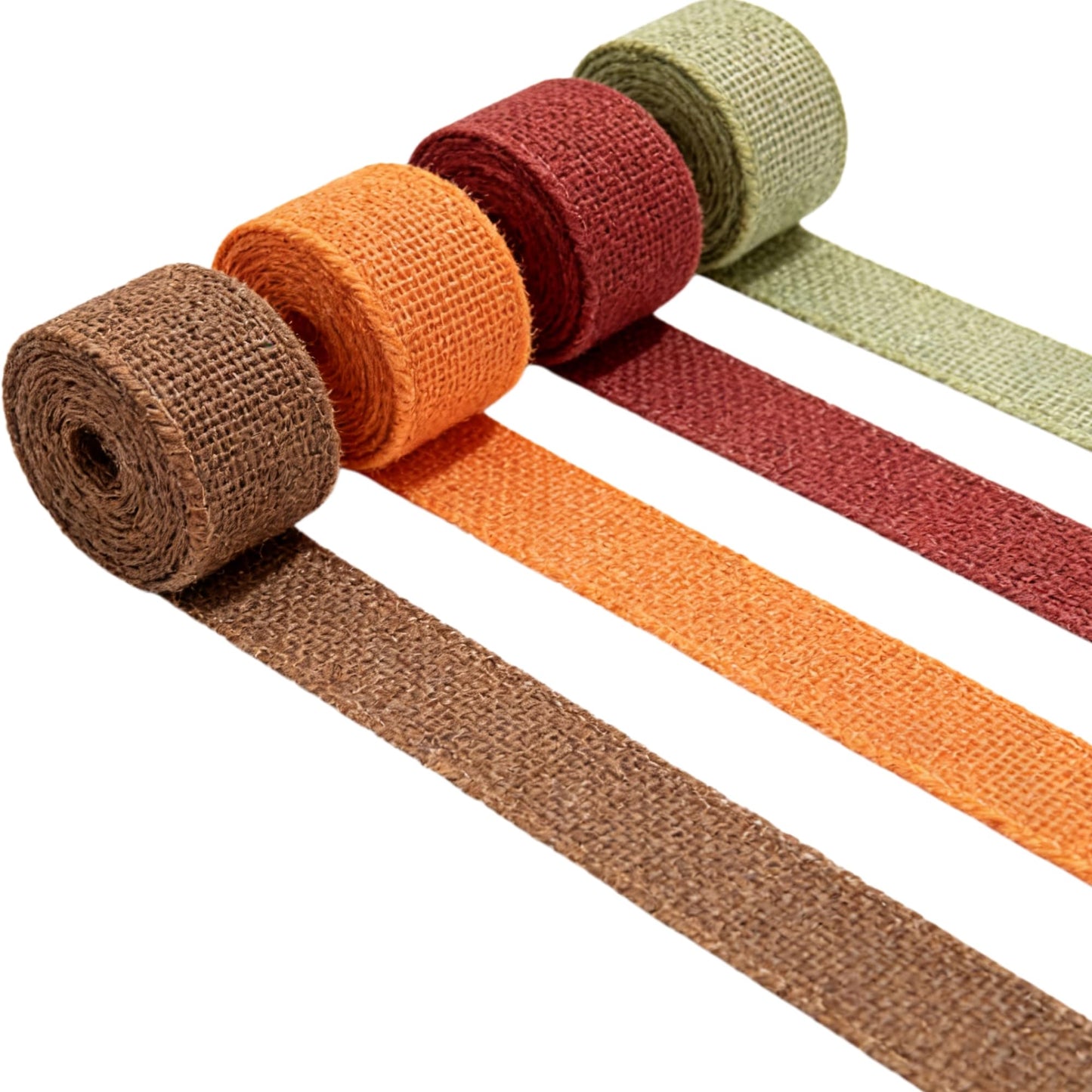 Meseey 7/8 Inch Fall Burlap Wired Ribbon Set, 4 Rolls Total 40 Yards Sage Green/Burgundy/Orange/Brown Solid Wired Edge Ribbon for Wreaths, Bows, Gift Wrapping, Thanksgiving & Halloween Decor