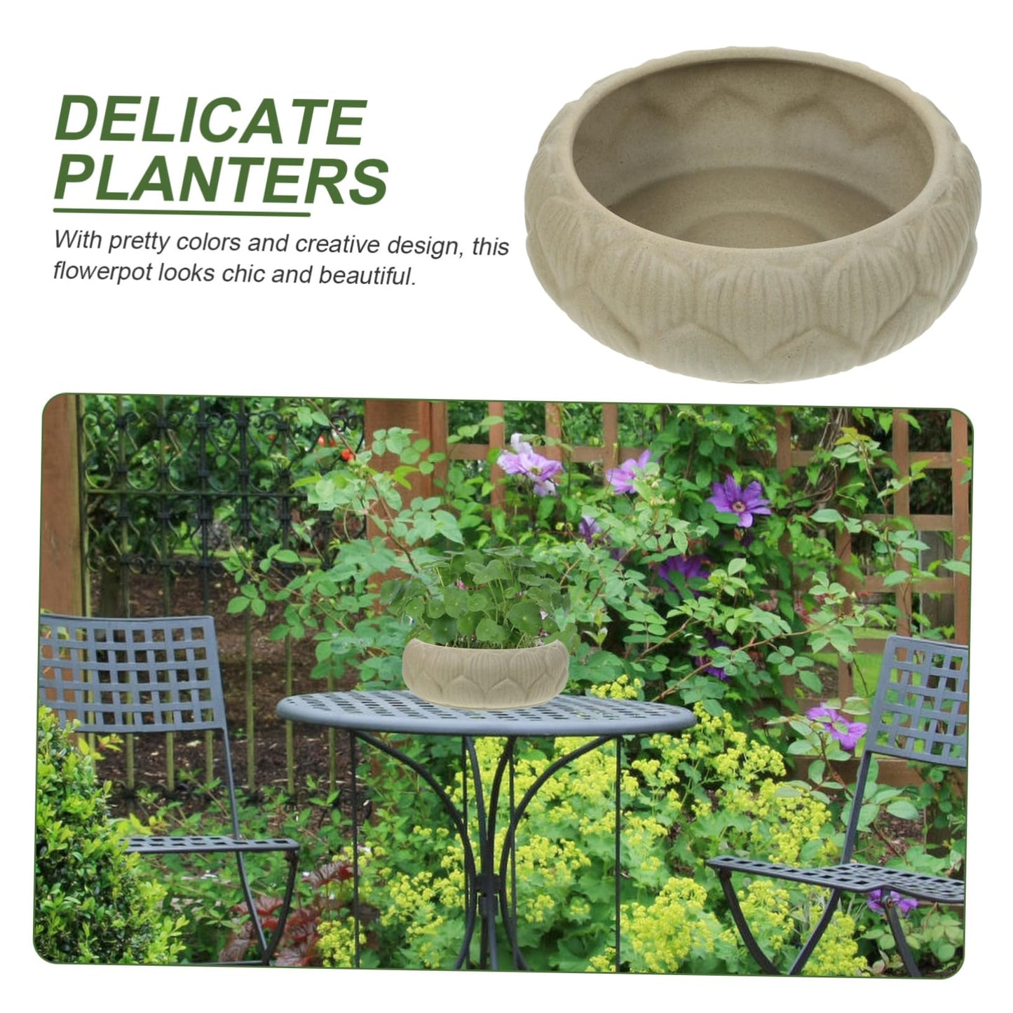 Parliky Hydroponic Planter Bowl 8.26In Round Ceramic Flower Pot for Water Lily Succulents Indoor Garden Decoration and Storage Container