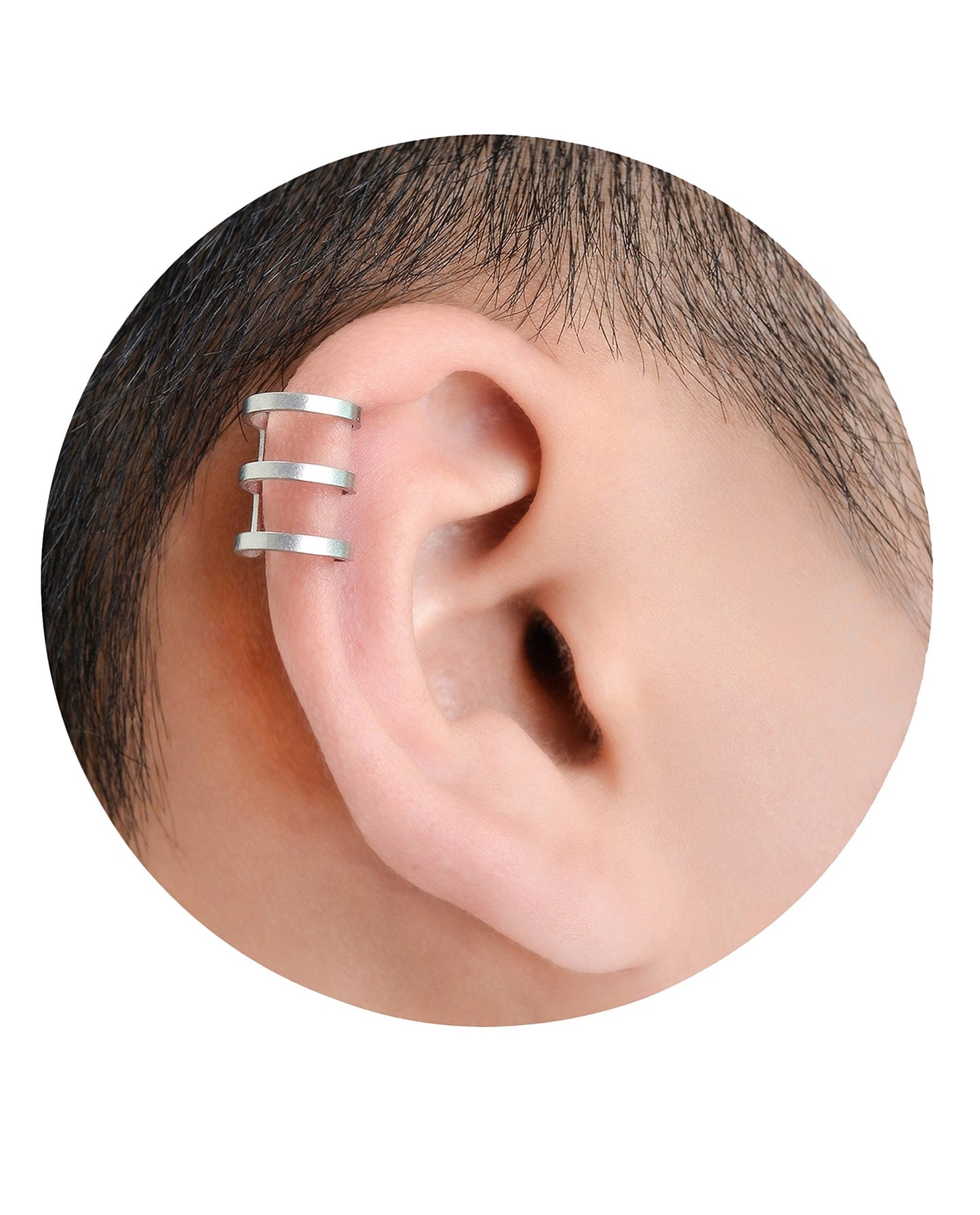 Tornito 4-10 Pairs Stainless Steel Ear Cuff Helix Cartilage Clip On Wrap Earrings Fake Nose Ring Non-Piercing Adjustable (A4: 4 Pairs, Silver Tone)