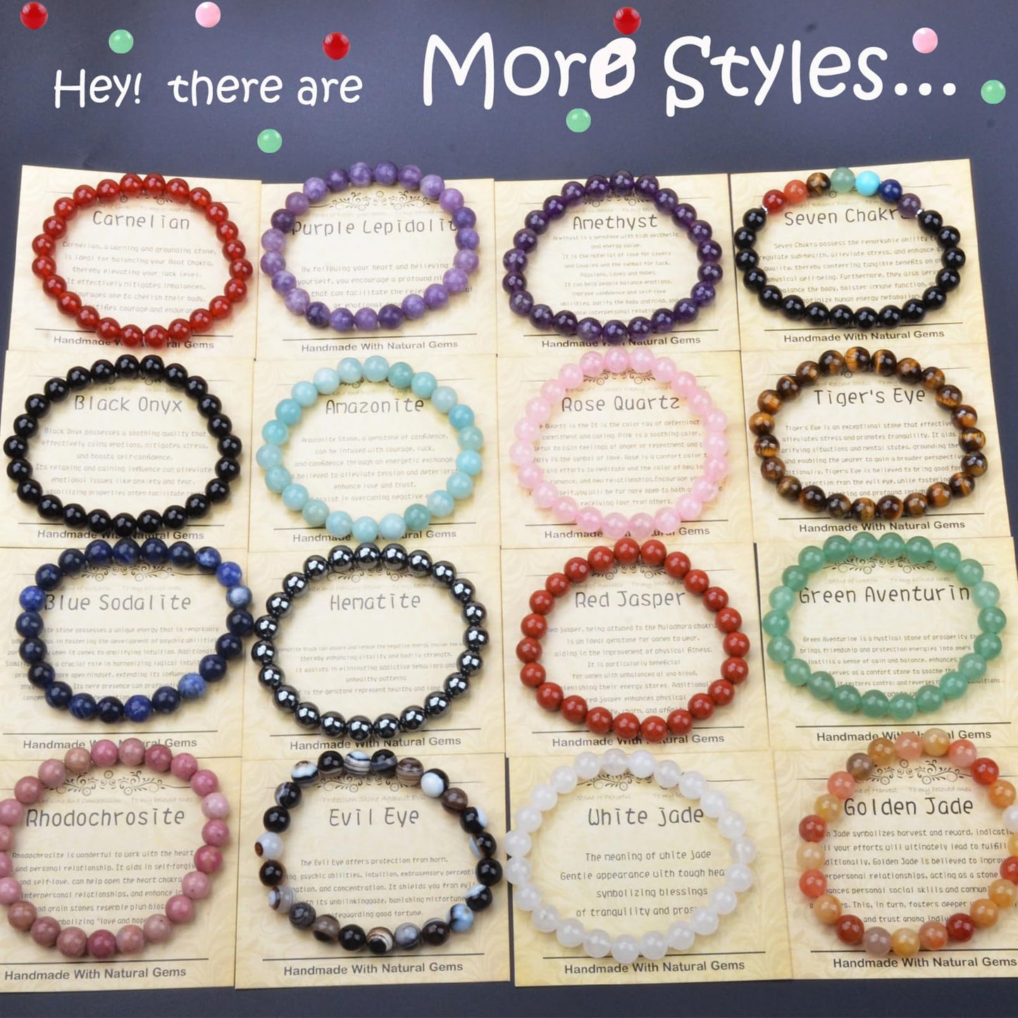CHCCOYE 4mm Natural Healing Gemstone Bracelet Handmade Yoga Stretch Elastic Bracelet Stress Relief Crystal Jewelry for Men and Women (4mm Imperial Jasper)