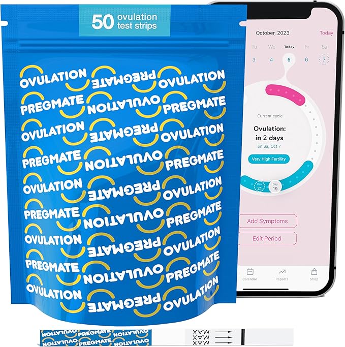 Pregmate 50 Ovulation Test Strips with Numerical LH Result Quantitative Predictor Kit (50 Count)