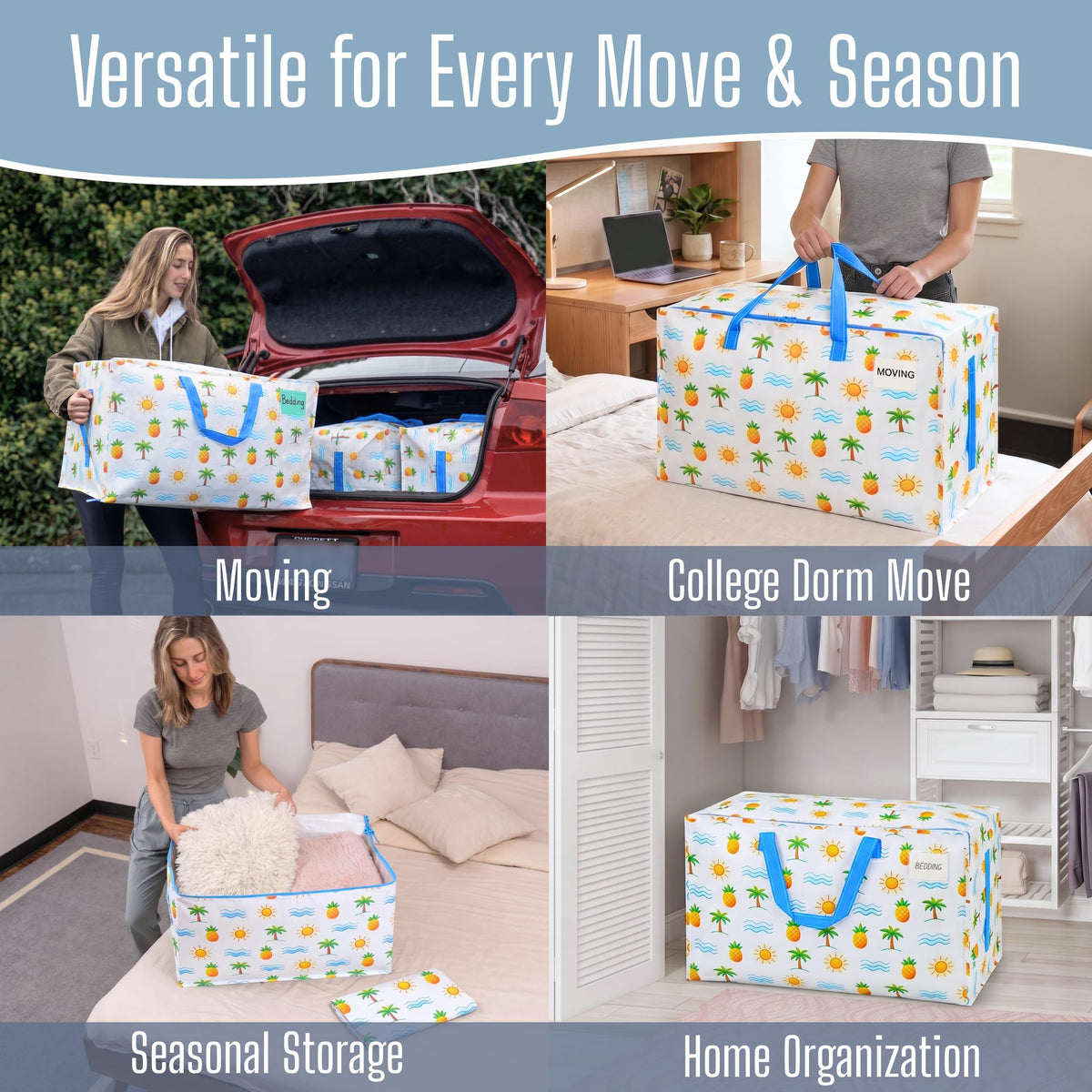 8 Pack Extra Large Heavy Duty Moving Bags with Wide Opening & Reinforced Handles (8 Count)