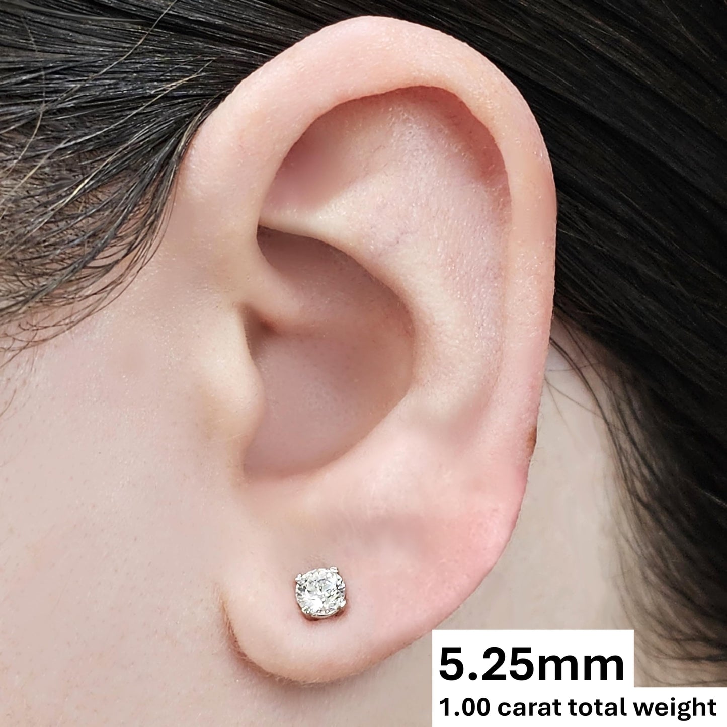 Central Diamond Center 14K Solid Gold Post & Sterling Silver Made with Swarovski 4 Prong CZ Stud Earrings - Yellow Gold Plated - 5.25mm - 1.00cttw