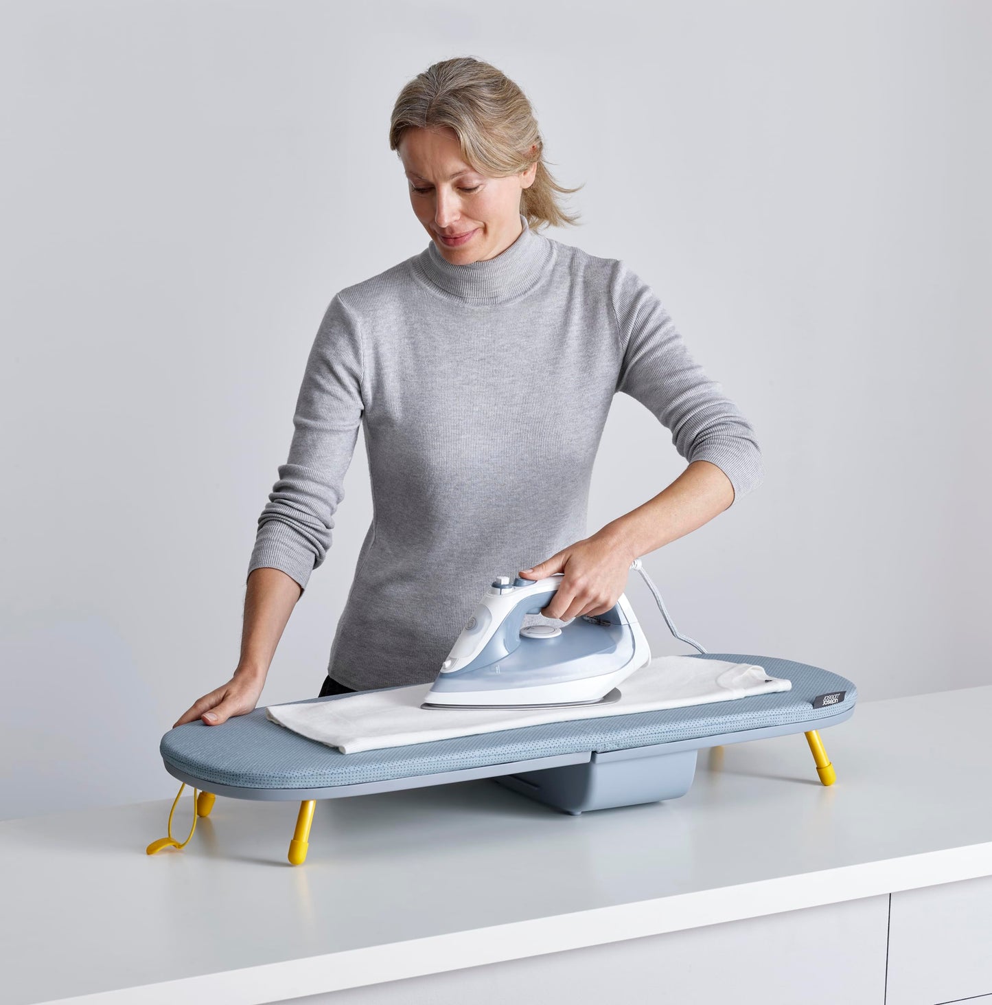 Joseph Joseph Pocket Max Portable Folding Tabletop Ironing Board, 35" Surface, Integrated Iron Storage Hook, Compact Design