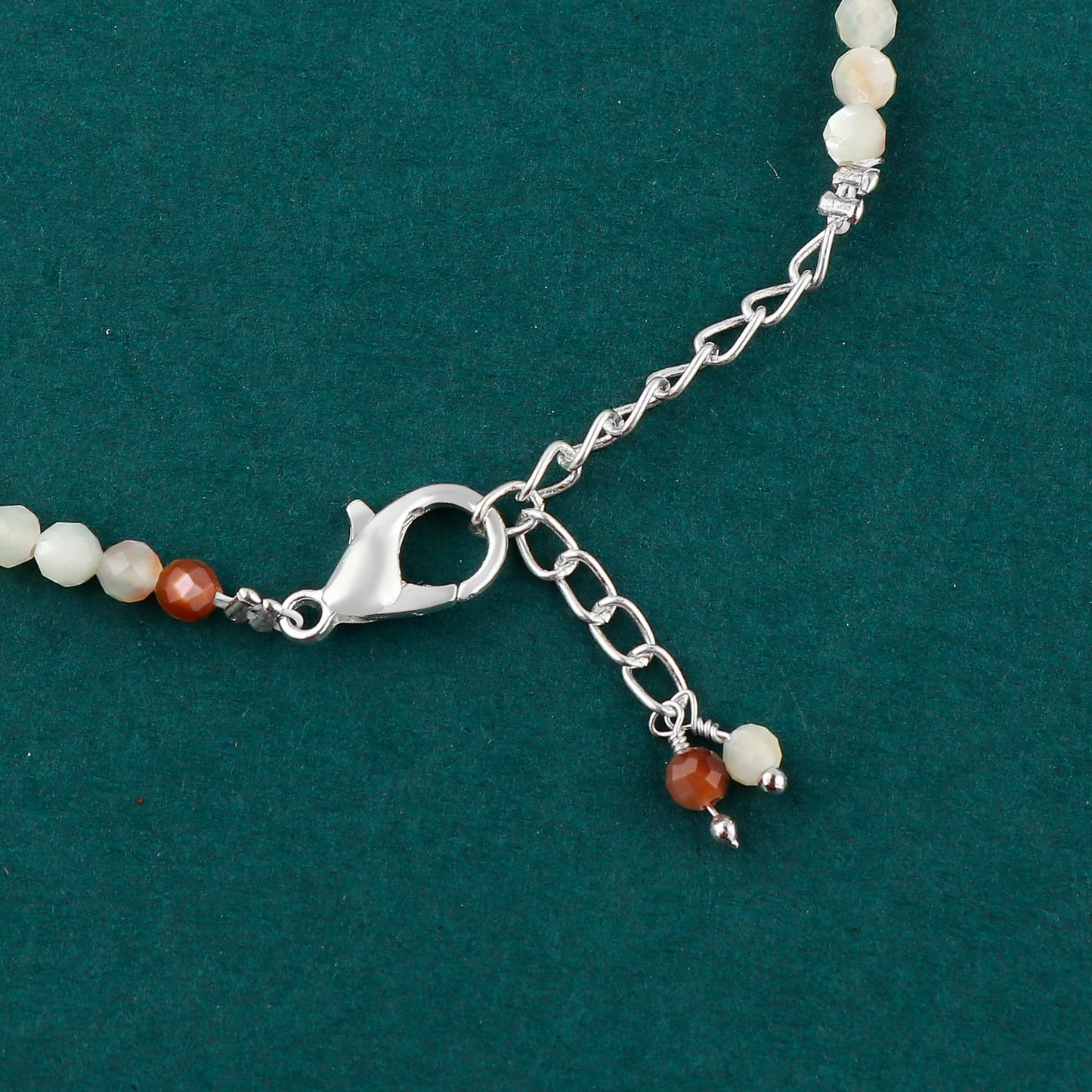 GEMKORA Natural Real Multi-Moonstone Crystals Bracelet, 3mm Best Grade Micro Cut Beads, Chakra Healing Gemstone, Beautiful Simple Jewelry, Silver Plated Jewelry 8 inch