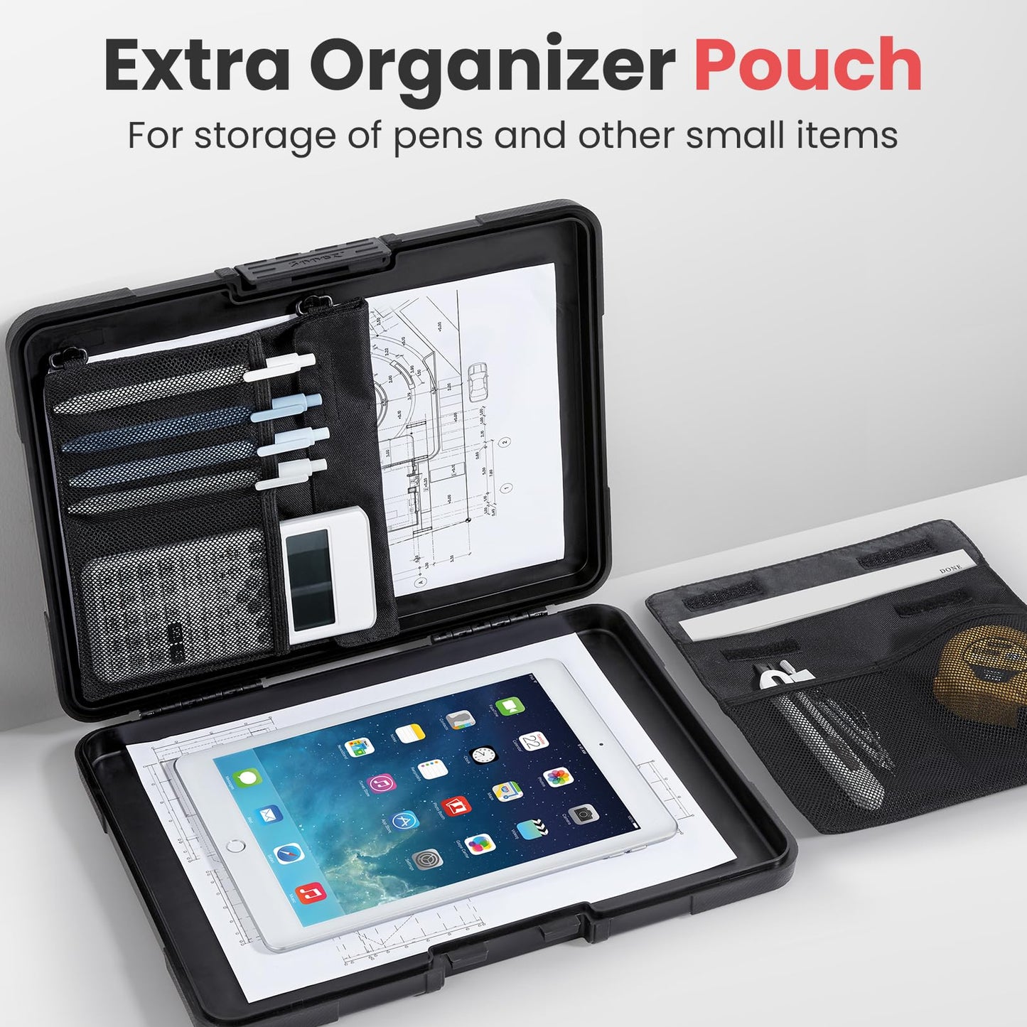 Sooez Toughest Clipboard with Storage, Internal Pen Pouch Included, Letter/ A4 Size, Shockproof Heavy Duty Plastic Clip Boards 8.5x11”, High Capacity Clipboards Box Case for Contractor Trucker Driver