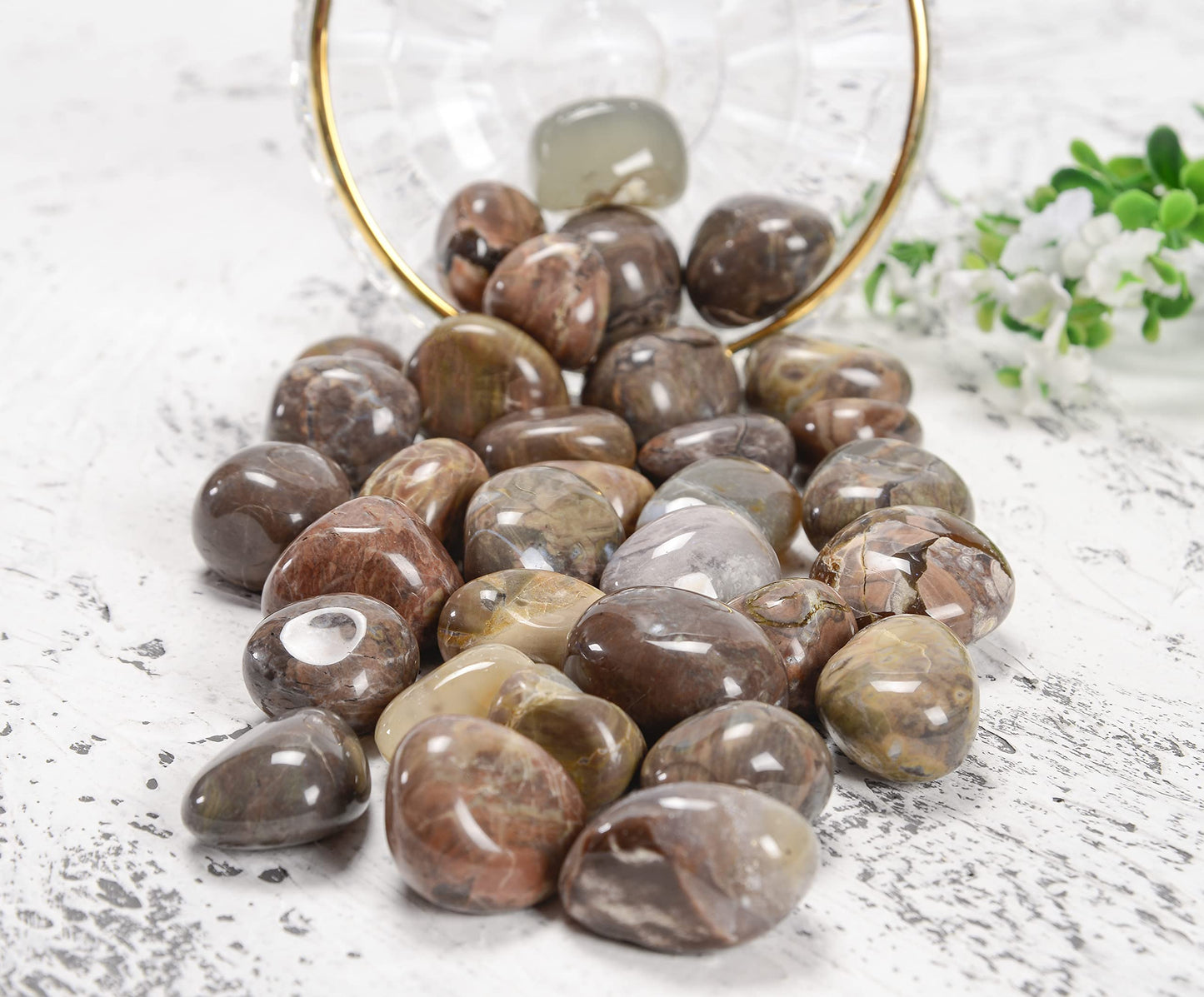 Crocon 1LB natural fire agate tumbled stones and Crystals bulk 2000+ Carats Natural Crystal Kit for Reiki Healing Crystals Polished Tumble Stones Chakra Reiki Balancing Gift Home Decor DIY craft