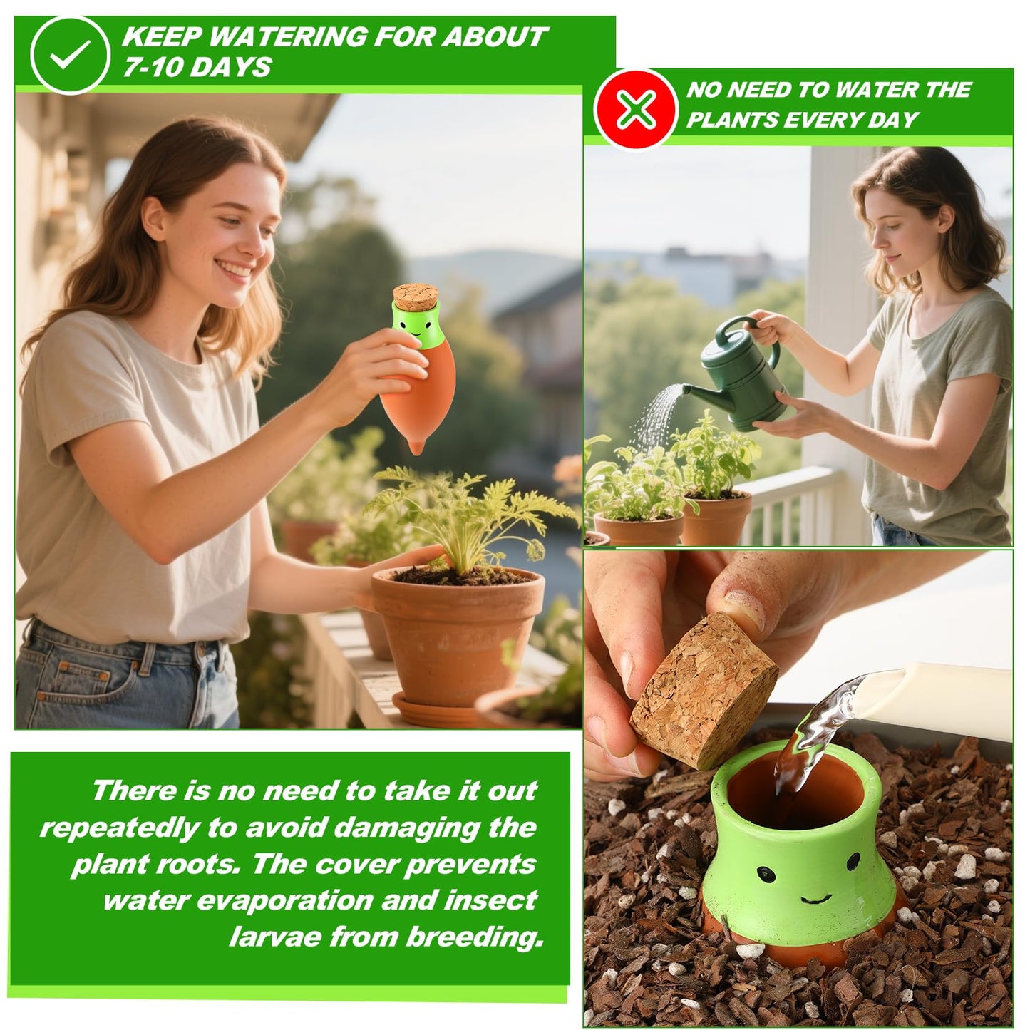 LemonRoad 4 Pcs Self Watering Terracotta Globes 11.5oz Large Ollas Plant Watering Globes Planter Insert Spike Pot Clay Planter Irrigation Device for Outdoor Indoor Easy to Refill Plant Lover Gift
