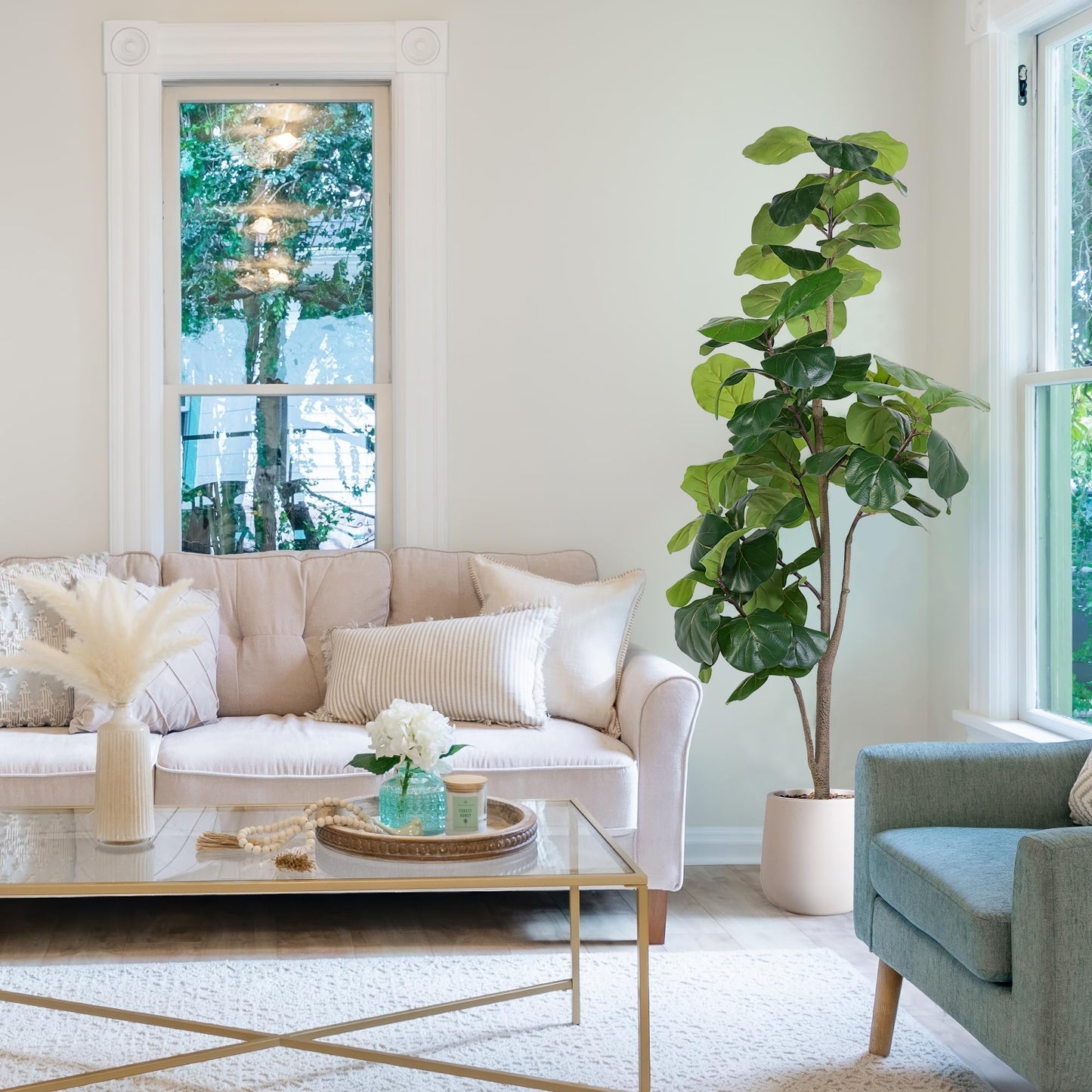 Jocoevol Artificial Fiddle Leaf Tree, 6ft Faux Plant Fake Ficus Lyrata Trees with White Planter, Artificial Fig Trees Floor Plants for House Office Living Room Indoor Home Decor, Housewarming Gift