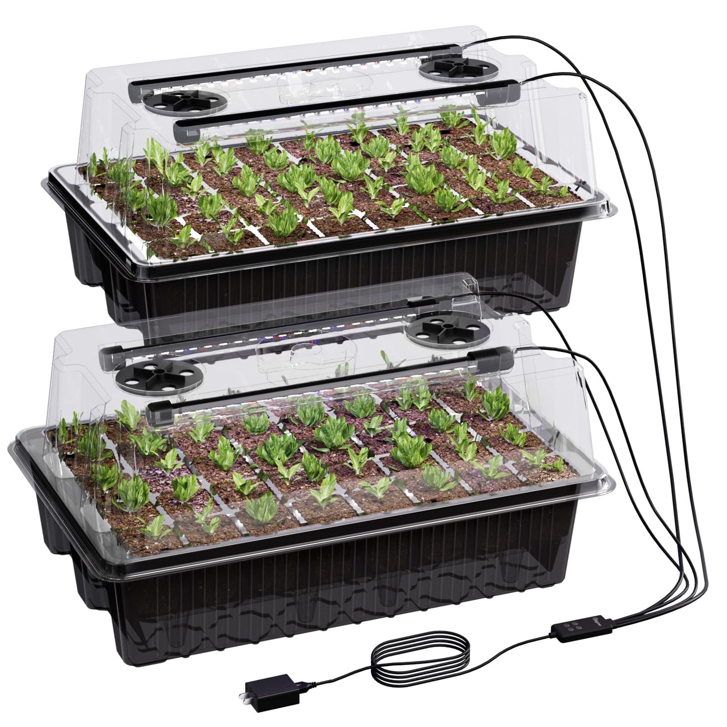 Patigrow 80-Cell Self-Watering Seed Starter Tray with Grow Light, Seed Starter Kit with 4.07” Humidity Dome, Indoor Seedling Starter Tray, Seed Starting Trays for Plant Germination, Seeds Growing