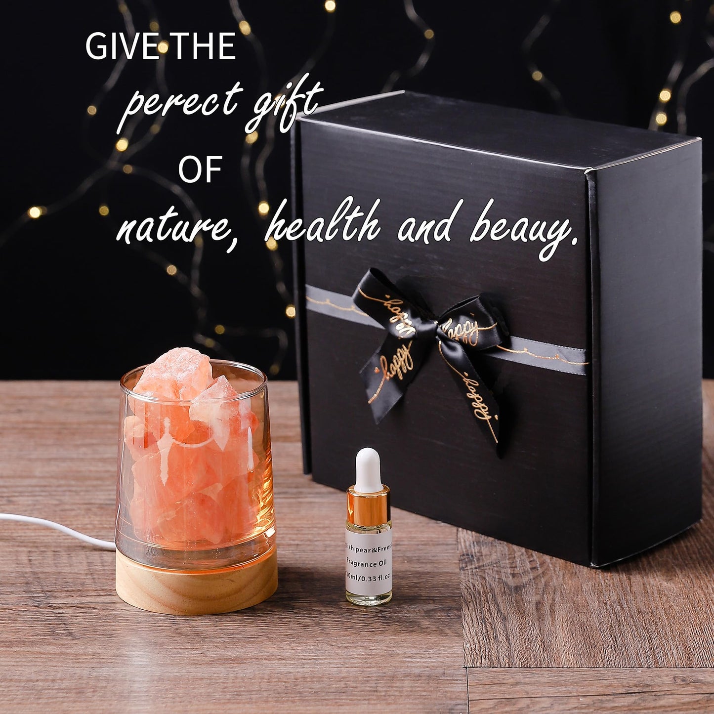 Himalayan Salt Stone Essential Oil Diffuser - Lavender Essential Oil Gift Set - Natural Aromatherapy Diffuser for Home & Office - Stress Relief & Air Purifier - Gift for Women