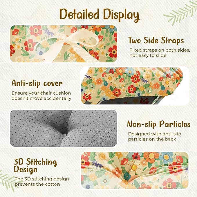 Outdoor Chaise Lounge Chair Cushion 75.1 x 22.8 x 4.7 Inches 100% Waterproof Replacement Cotton Patio Pool Lounge Chair Cushion for Outdoor Furniture with Ties, Daisy