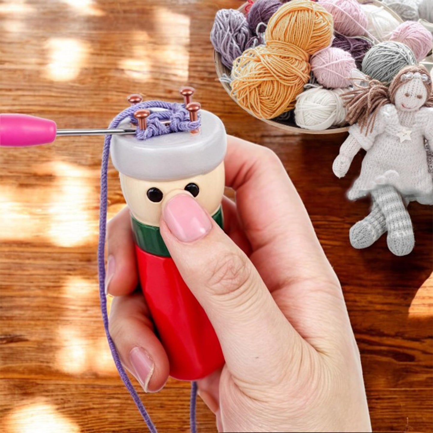 BuleVina 2 Pack French Knitting Doll Crochet Loom Craft Kit Wooden Knit Spool for DIY Making Bracelet Toy