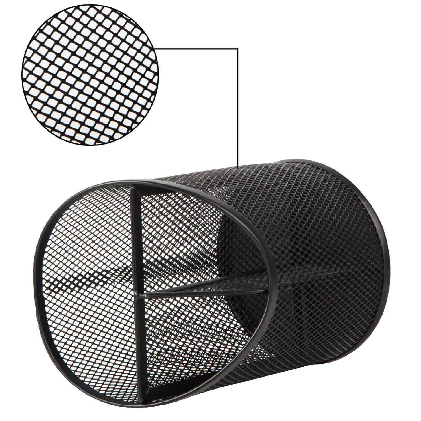 Delifox 2 Pack Pen Holder Mesh Round Pencil Holder Desktop Organizer 3 Compartments, Black