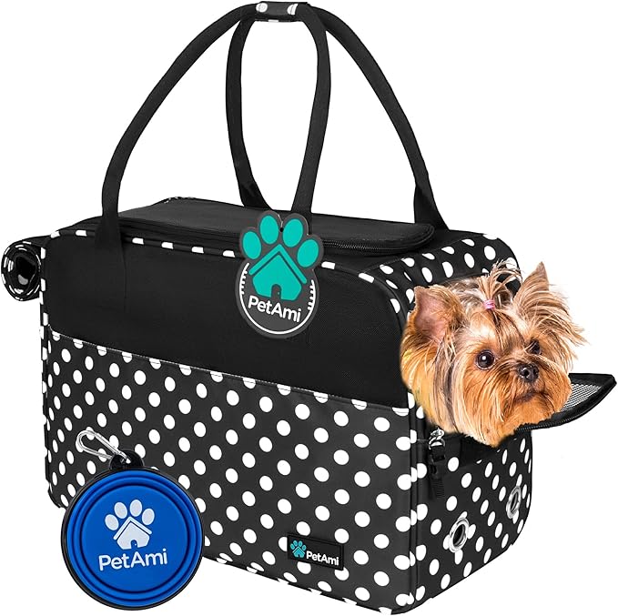 PetAmi Small Dog Purse Carrier with Pockets, Airline Approved, Chevron Teal