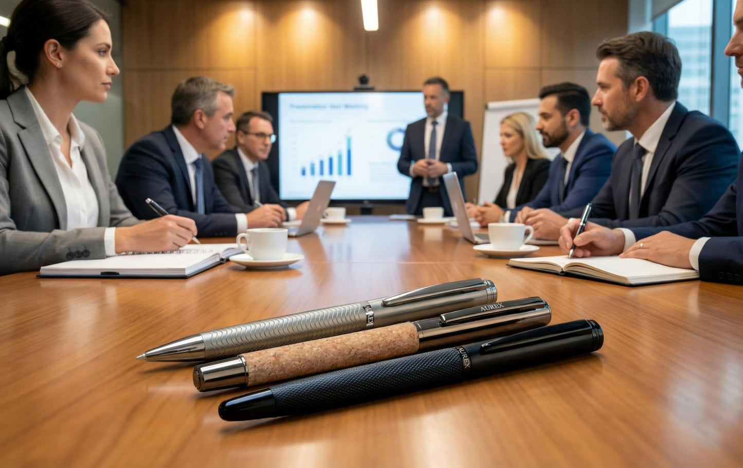 AUREX Luxury Black Rollerball Pen – Metal Pen with Cap, Micro Tip, Diamond Body Design, Gift Box & Blue + Black Ink – Executive Writing Pen
