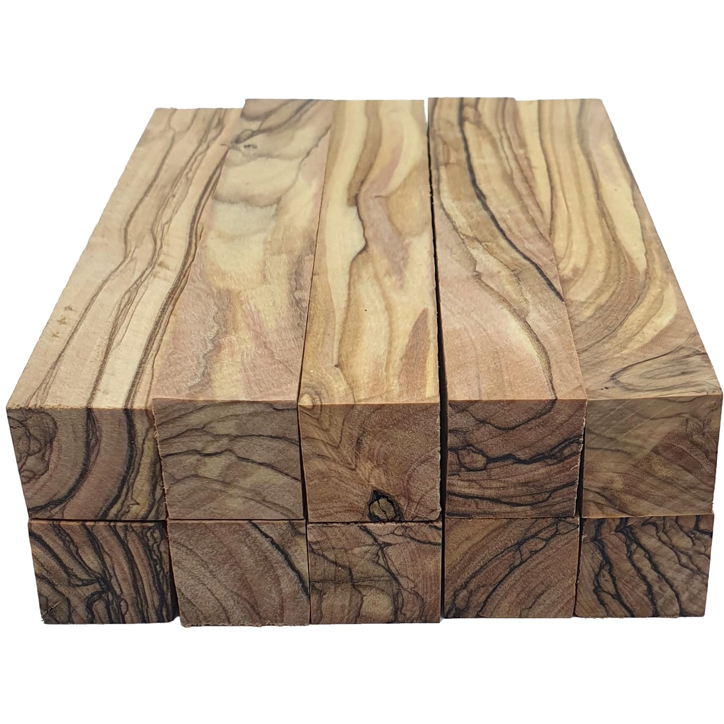 Zuluf 10 Authentic Bethlehem Olive Wood Pen Blanks with Certificates - BLANK104, Exotic Holy Land Wood Turning Blanks, 0.75" x 0.75" x 5" - Ideal for Pen Making, Woodturning, & Carving Projects