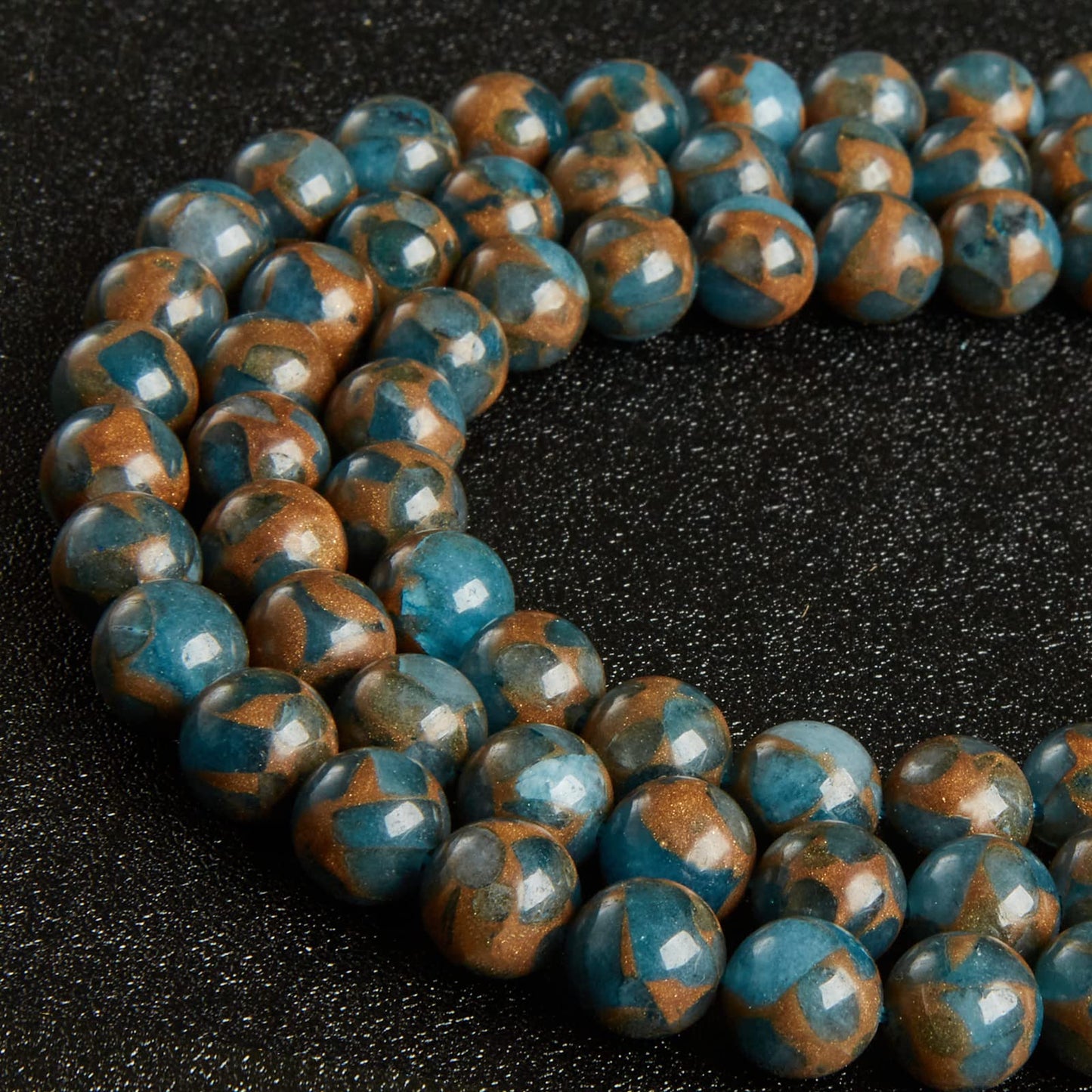 35pcs 10mm Natural Lake Blue Cloisonne Beads Gemstone Beads Round Loose Beads for Jewelry Making