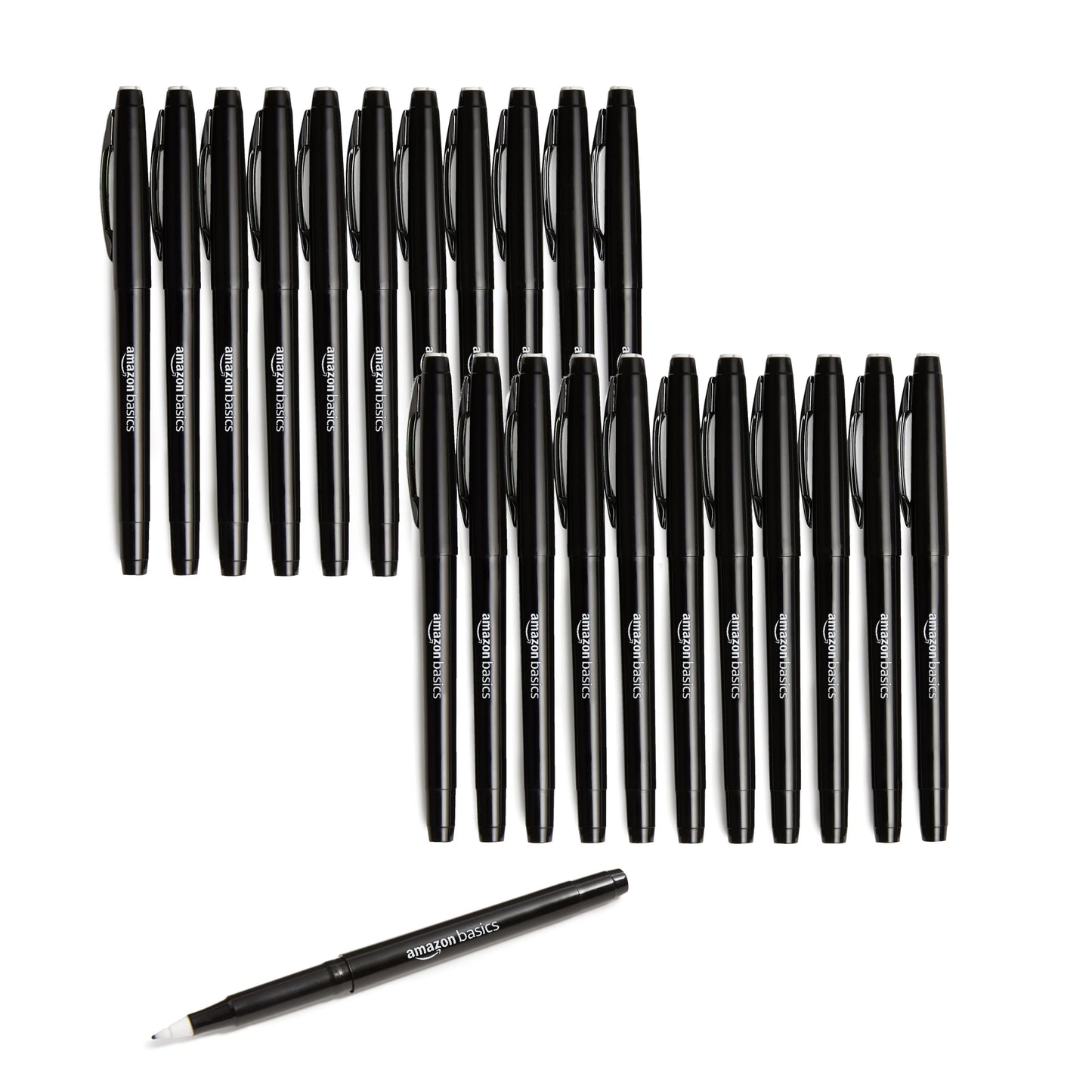 Amazon Basics Felt Tip Marker Pens, Black, Smooth Writing, for Writing, Drawing, Journaling and Note Taking, 24-Pack