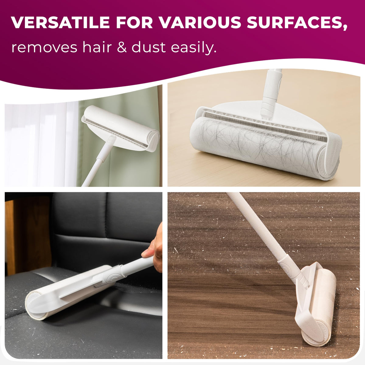 6 Rolls of 9.5'' Extra Wide Large Lint Roller Refills. Total 600 Extra Sticky Adhesive Peel Sheets