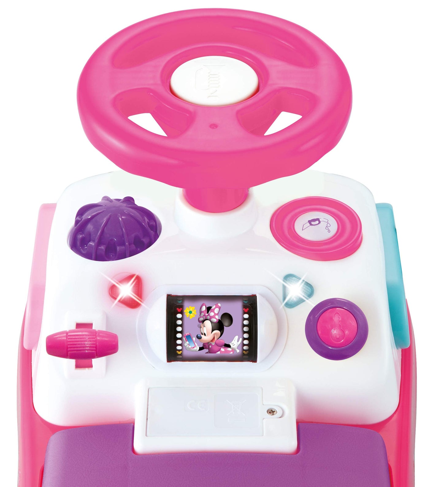 Kiddieland Minnie Mouse My First Activity Ride-On with Lights, Sounds, Steering Wheel, Toddler Push Car Ages 1–3, Educational Clock, Batteries Included