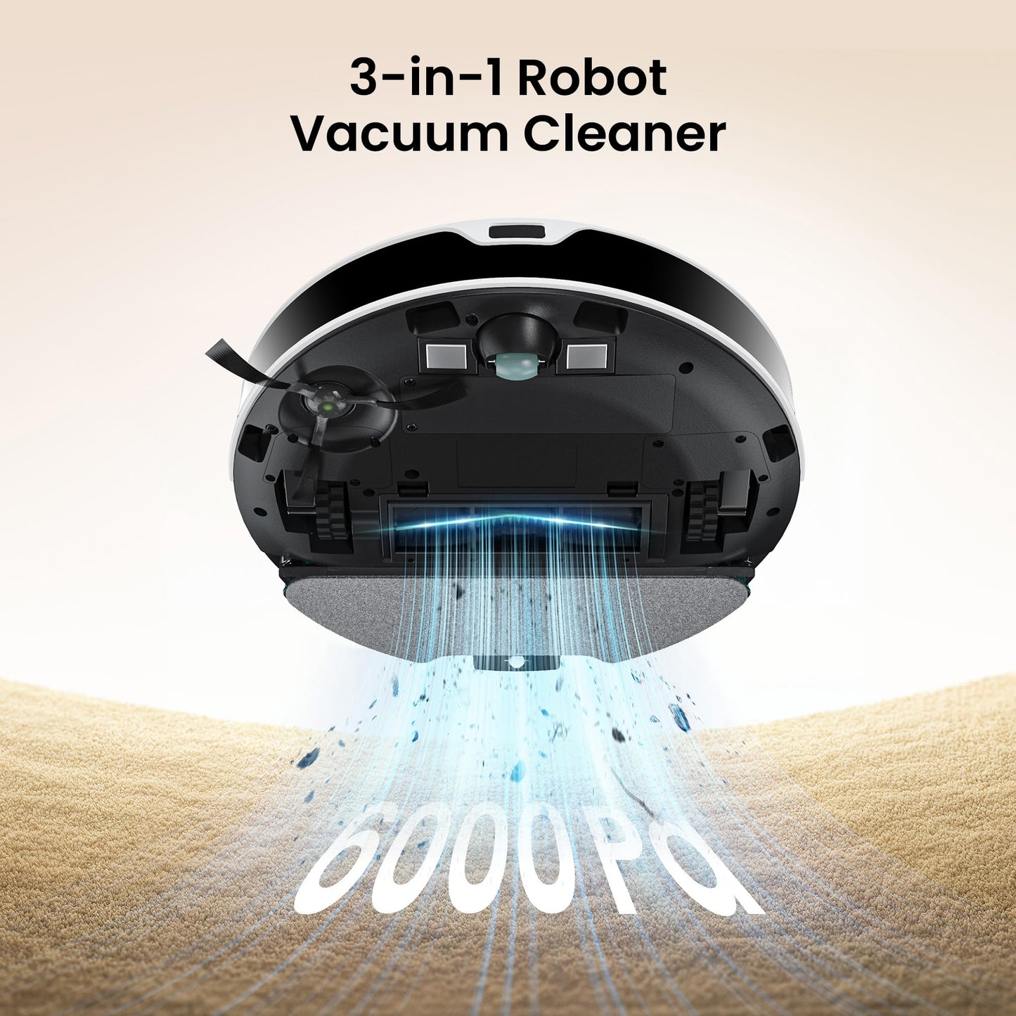 Lefant M350 Robot Vacuum and Mop Combo, 75-Day Self-Emptying, 190° PSD Obstacle Avoidance,6000Pa Suction，Quiet,Smart Navigation,Self-Charging, for Hard Floor, Carpet, Pet Hair,150 Min Runtime.White
