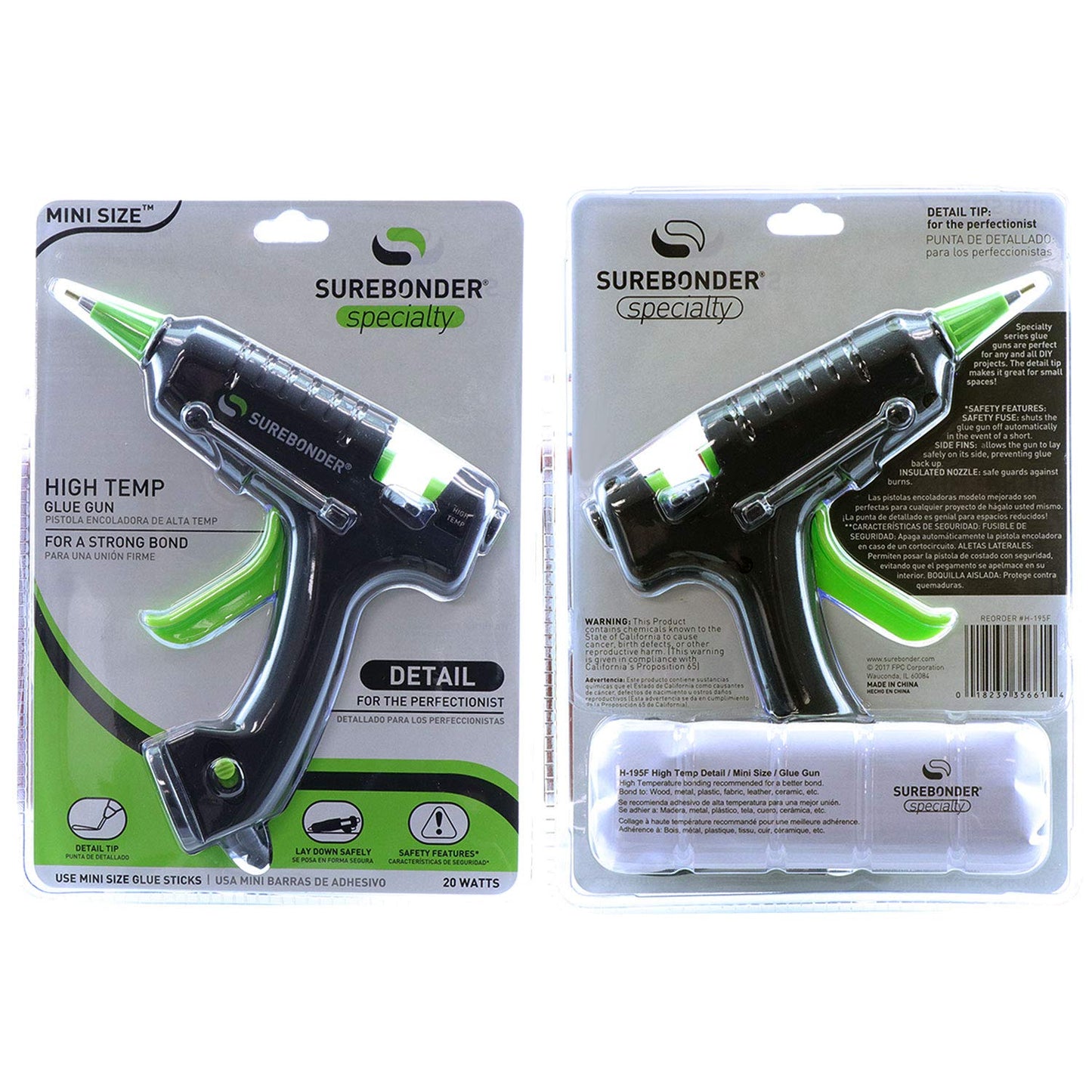Surebonder Mini Hot Glue Gun with Fine Tip Nozzle - 20W High Temp Detail Tip Glue Gun for Crafts, DIY, & Repairs, Uses 7/16" Mini Glue Sticks