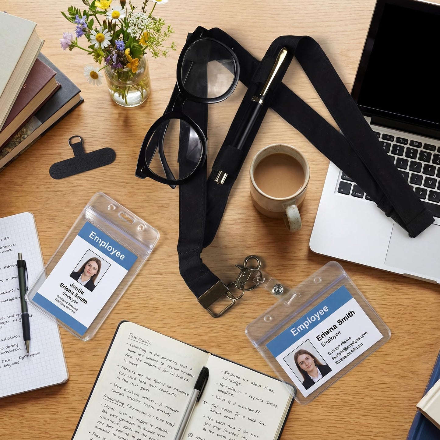 Relaxweex Teacher Lanyard with Pen Holder for ID Badges with Safety Breakaway Buckle for Phone Case Accessories Teacher Gift(Black,Solid)