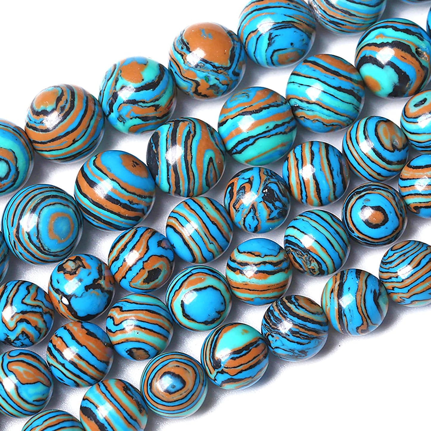 8MM Blue Malachite Beads Natural Stone Energy Healing Beads Round Loose Beads for Jewelry Making Bracelet 90pcs 2 Strands 32"